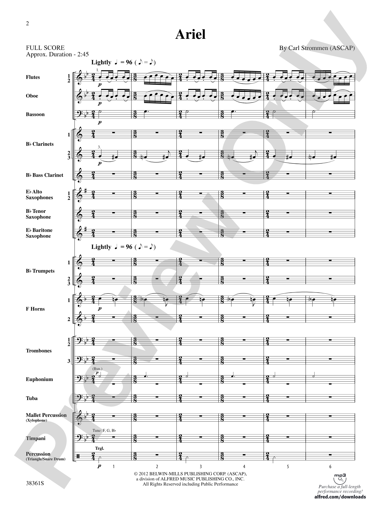 Ariel: Concert Band Conductor Score & Parts