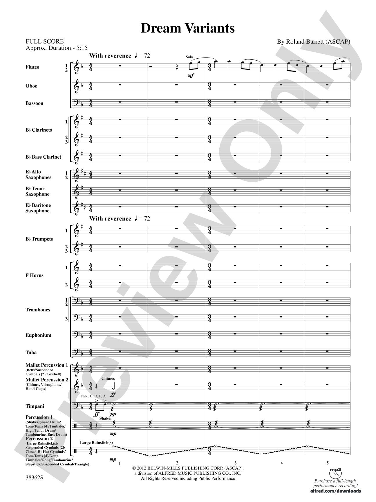 Dream Variants: Concert Band Conductor Score & Parts