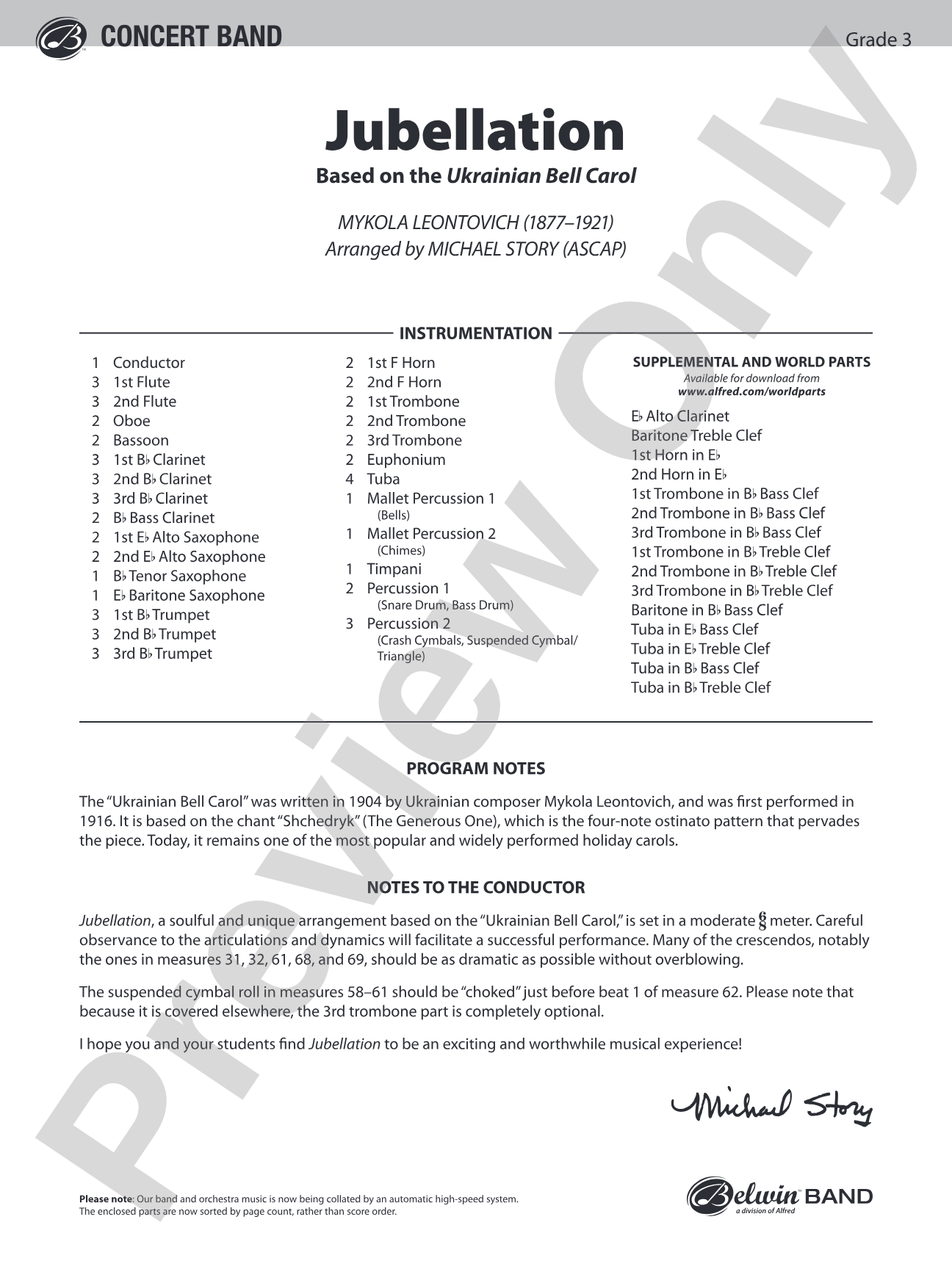 Jubellation: Concert Band Conductor Score & Parts