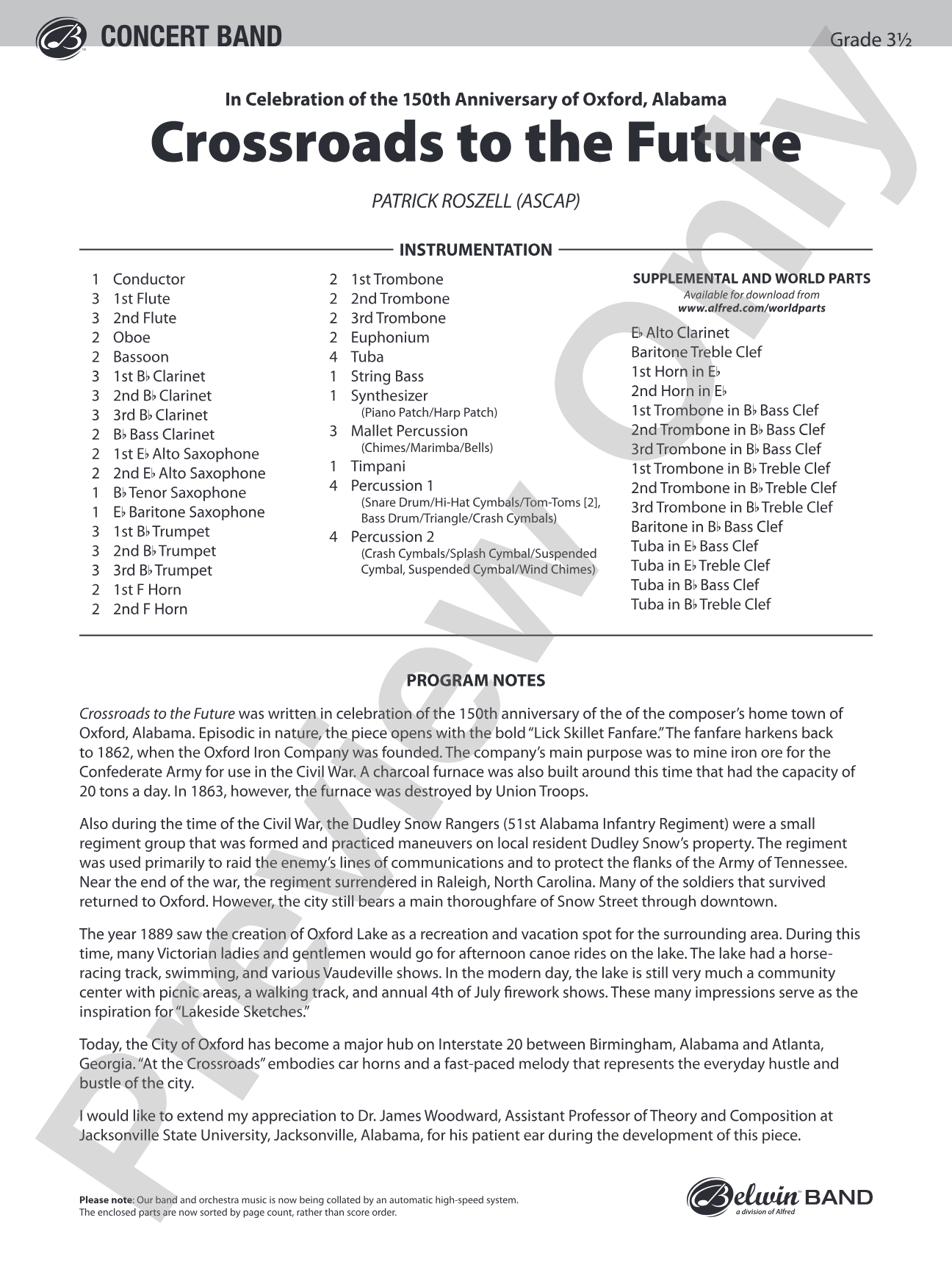 Crossroads to the Future: Concert Band Conductor Score & Parts