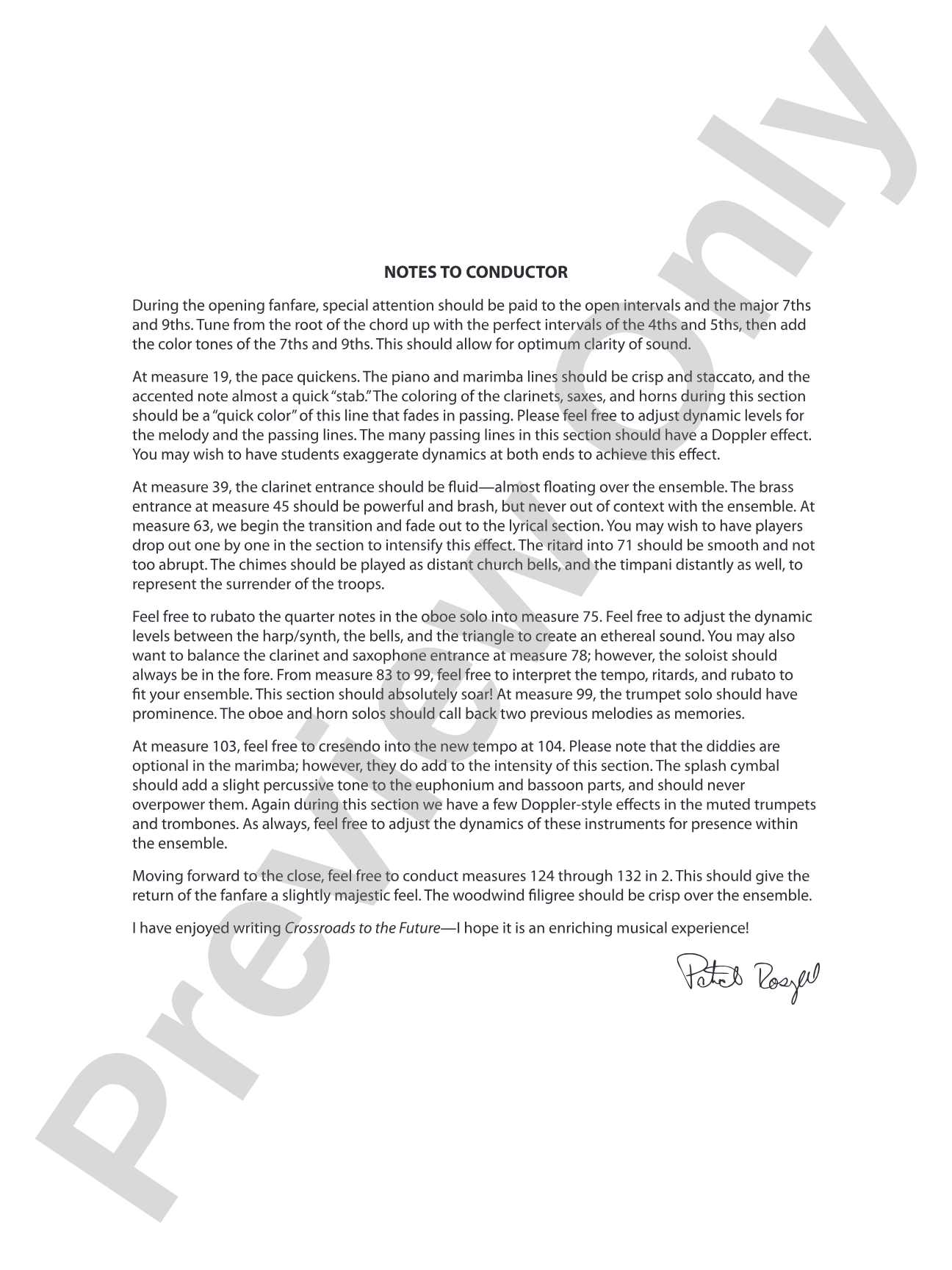 Crossroads to the Future: Concert Band Conductor Score & Parts