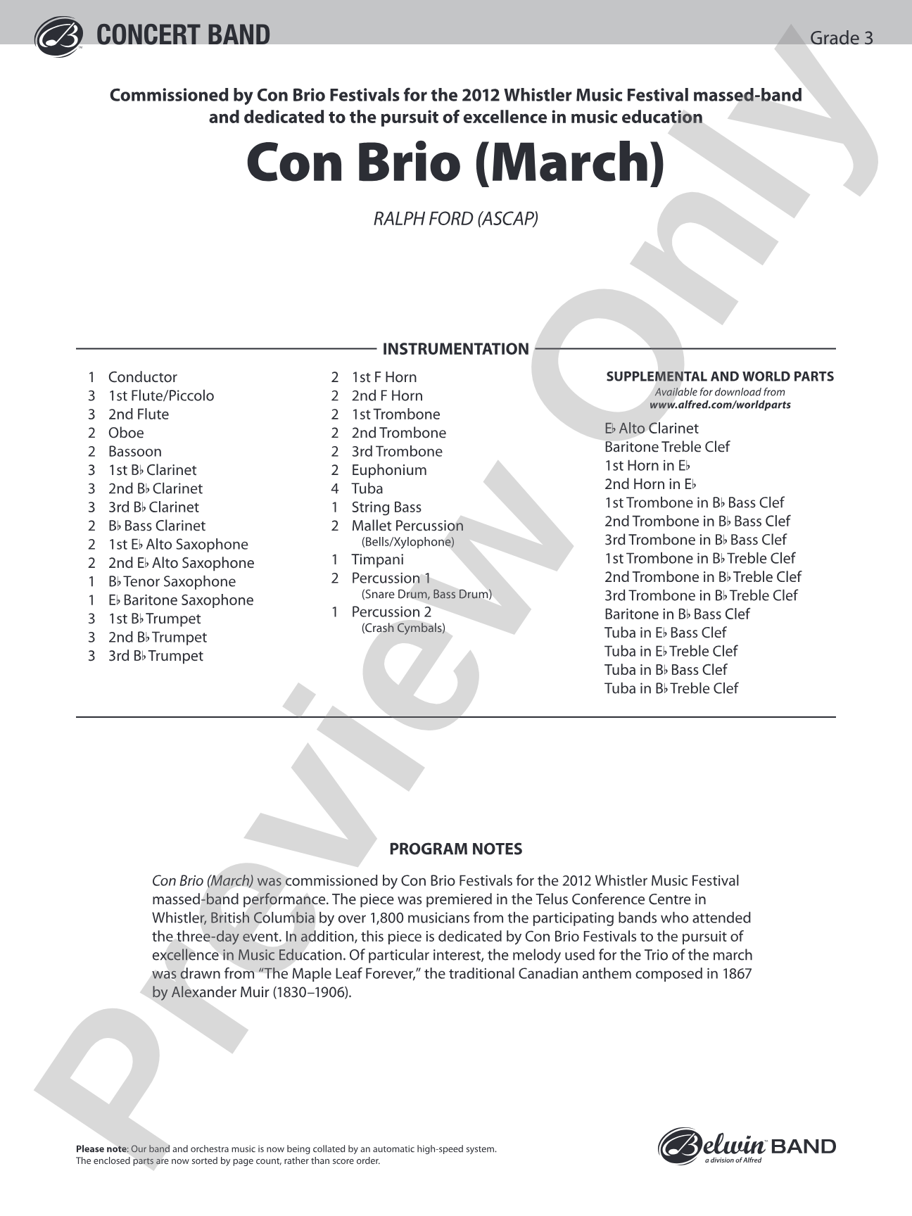 Con Brio: Concert Band Conductor Score & Parts