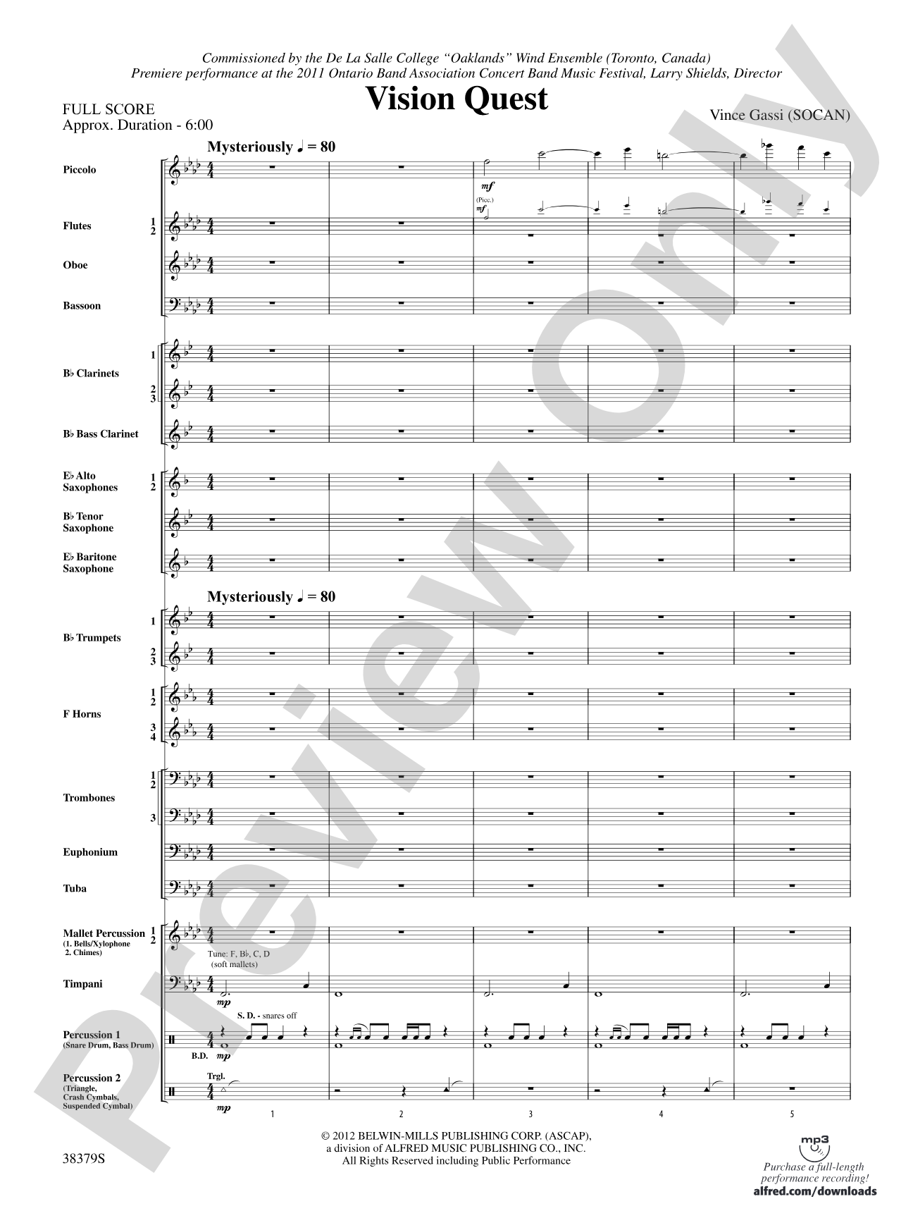 Vision Quest: Concert Band Conductor Score & Parts