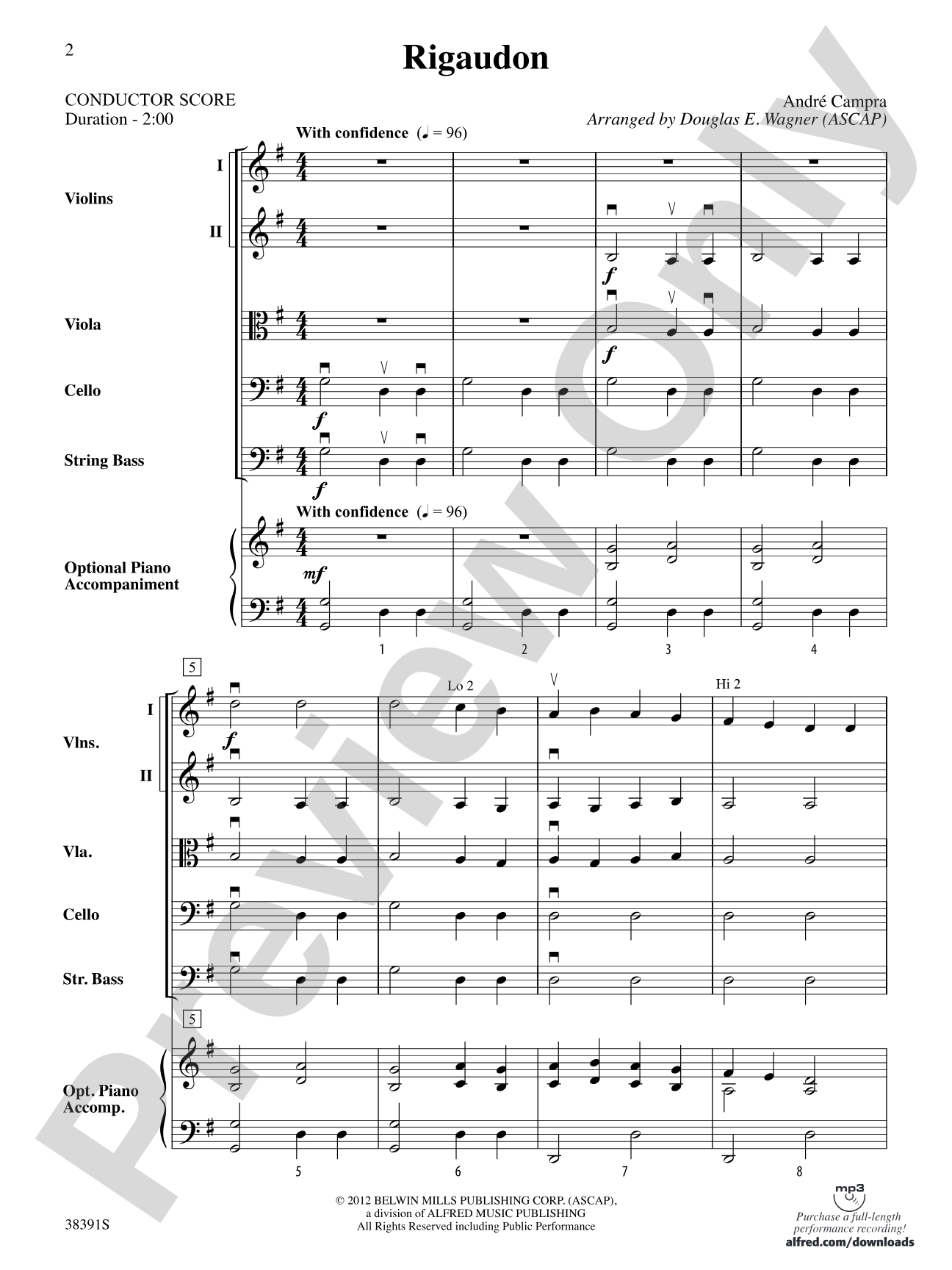 Rigaudon: String Orchestra Conductor Score & Parts