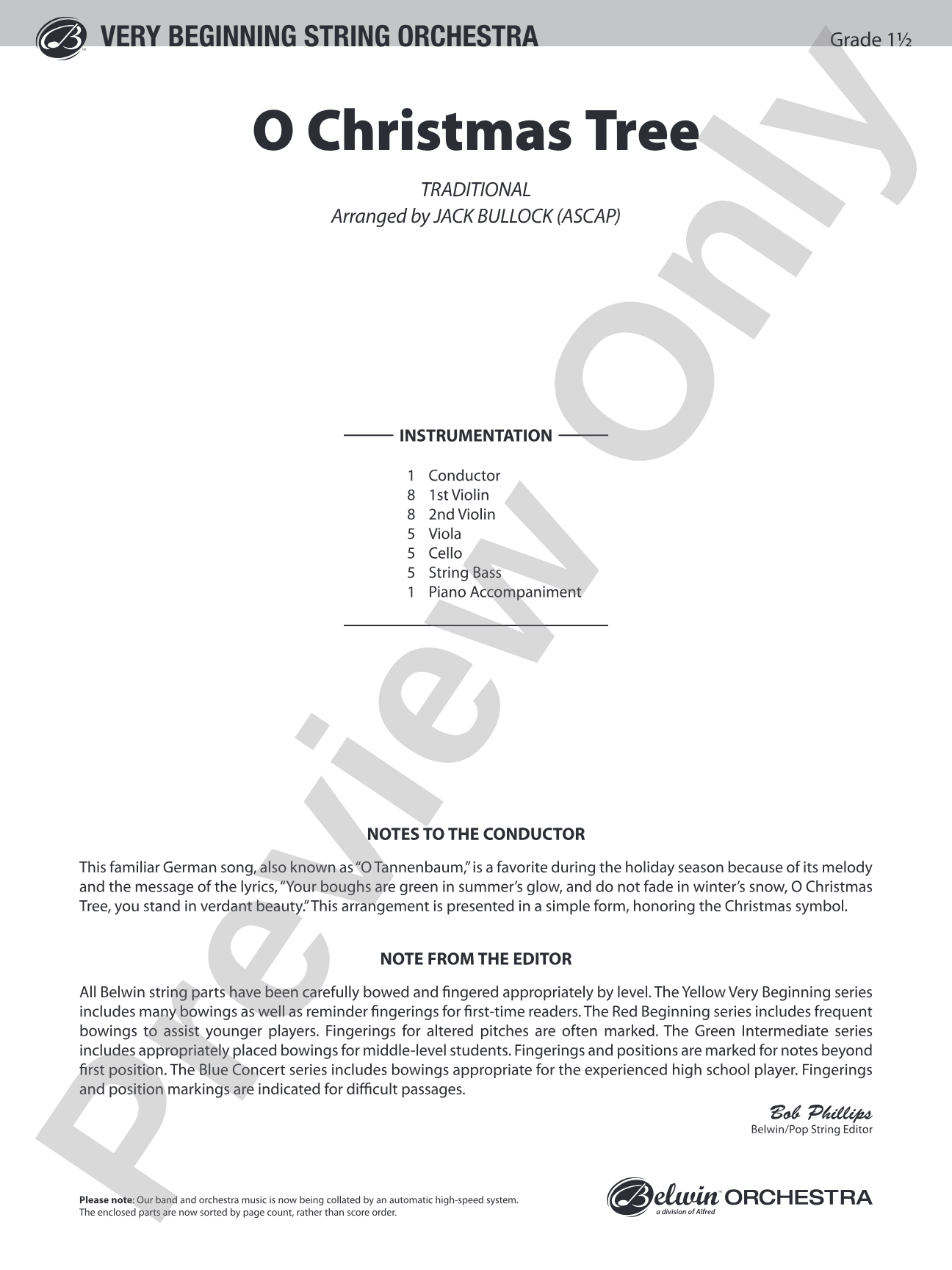 O Christmas Tree: String Orchestra Conductor Score & Parts