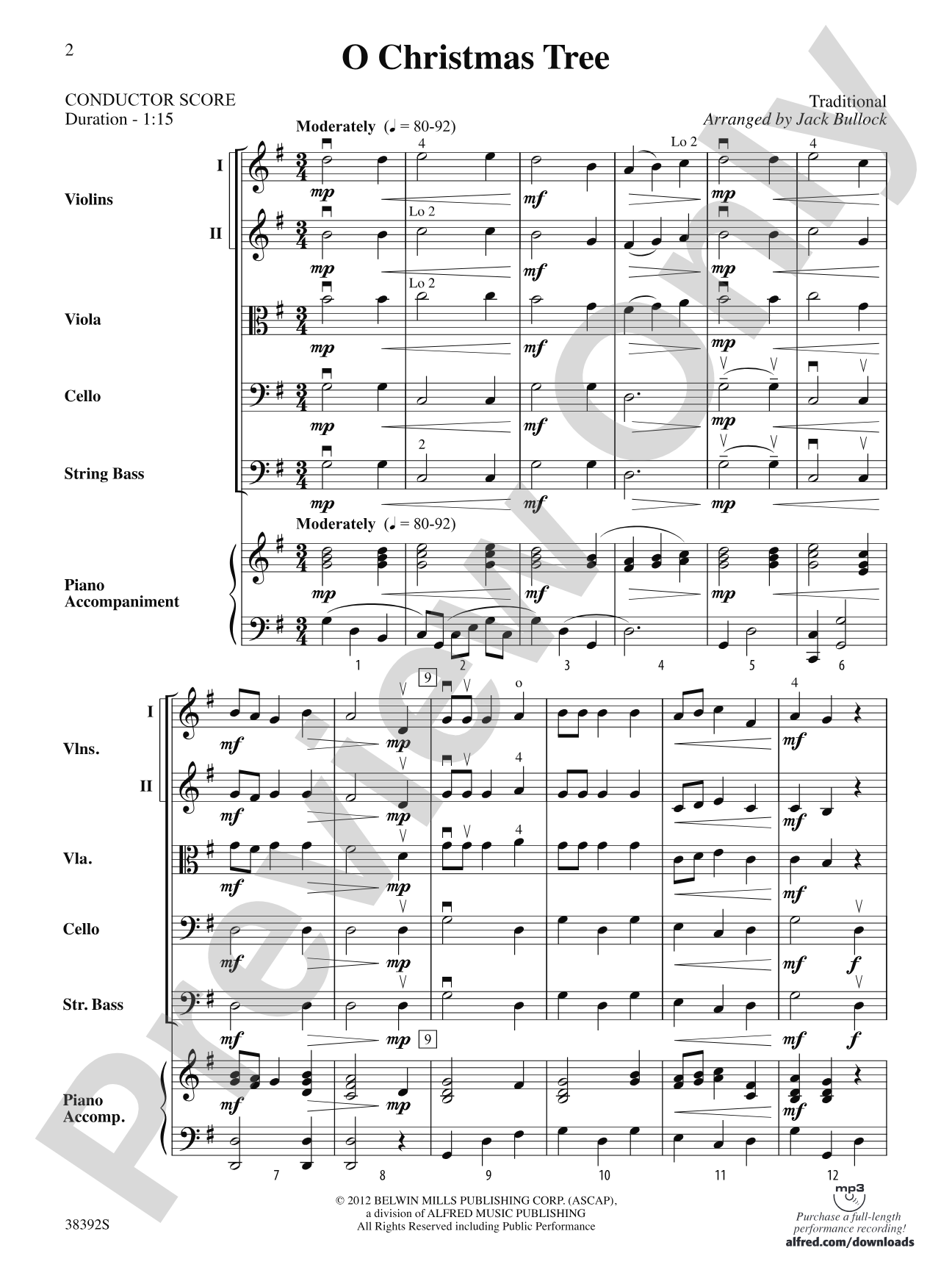 O Christmas Tree: String Orchestra Conductor Score & Parts