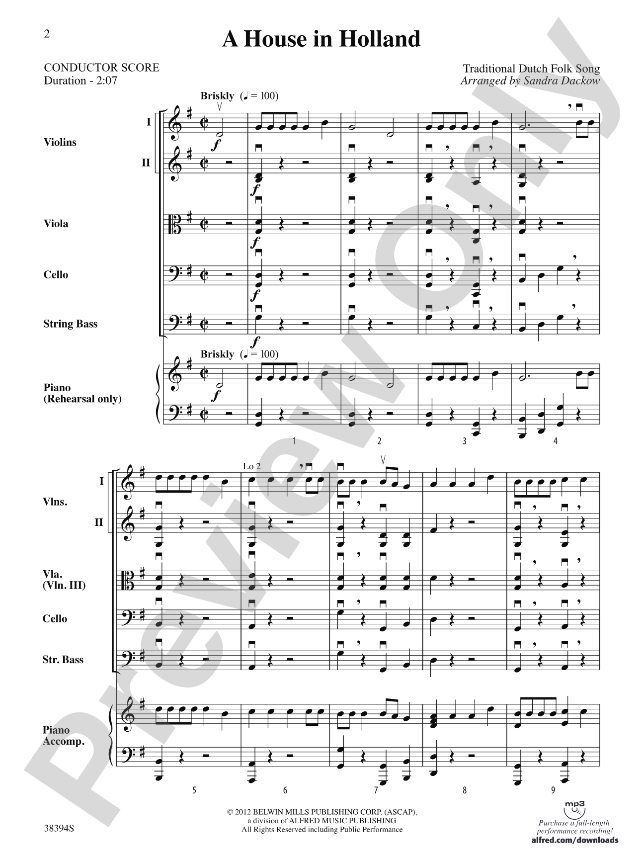 A House in Holland: String Orchestra Conductor Score & Parts