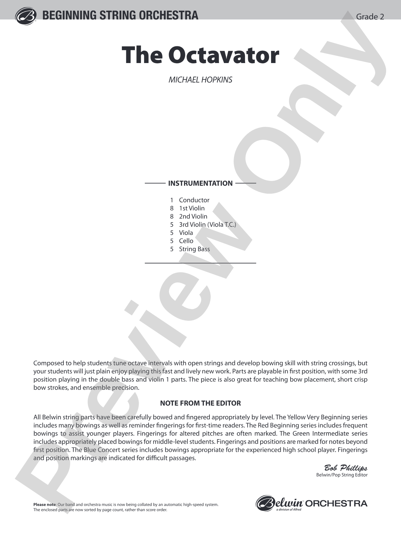 The Octavator: String Orchestra Conductor Score & Parts