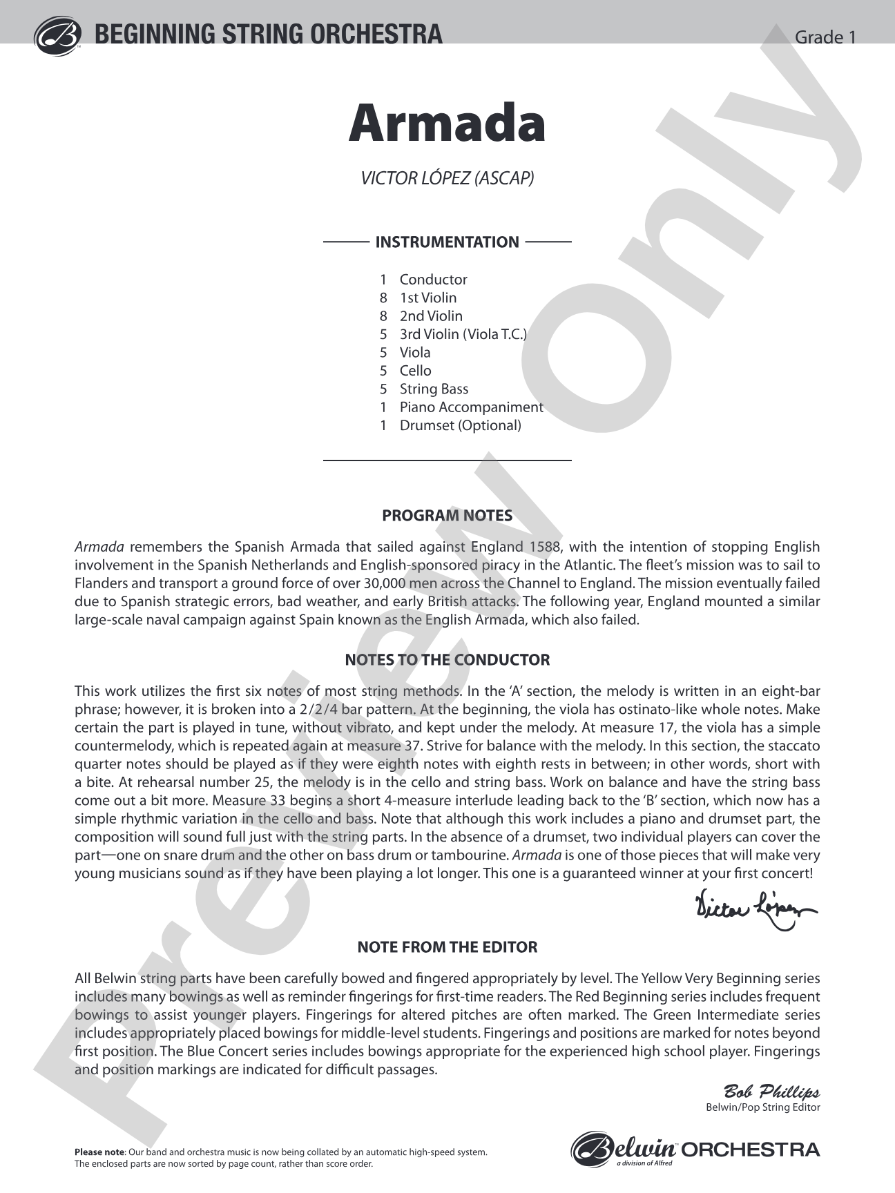 Armada: String Orchestra Conductor Score & Parts
