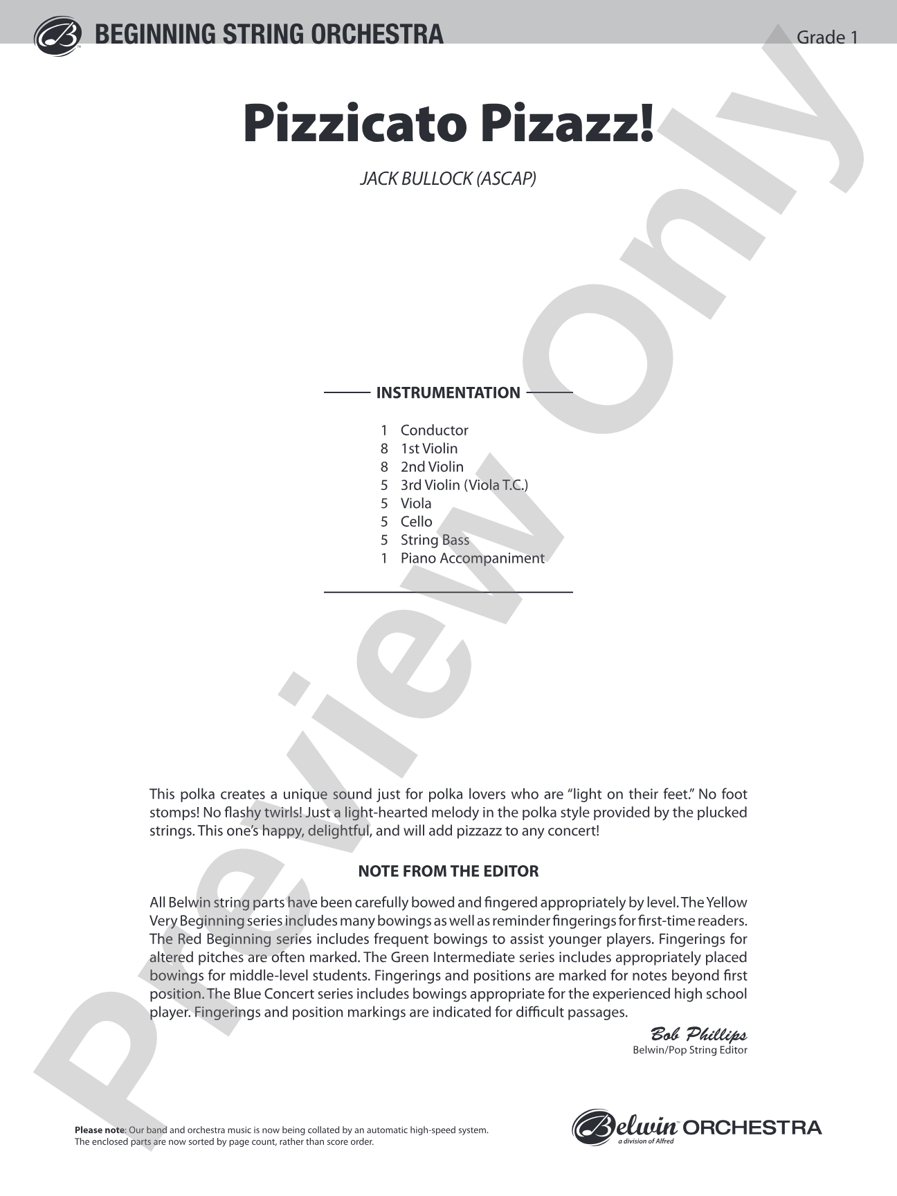 Pizzicato Pizazz!: String Orchestra Conductor Score & Parts
