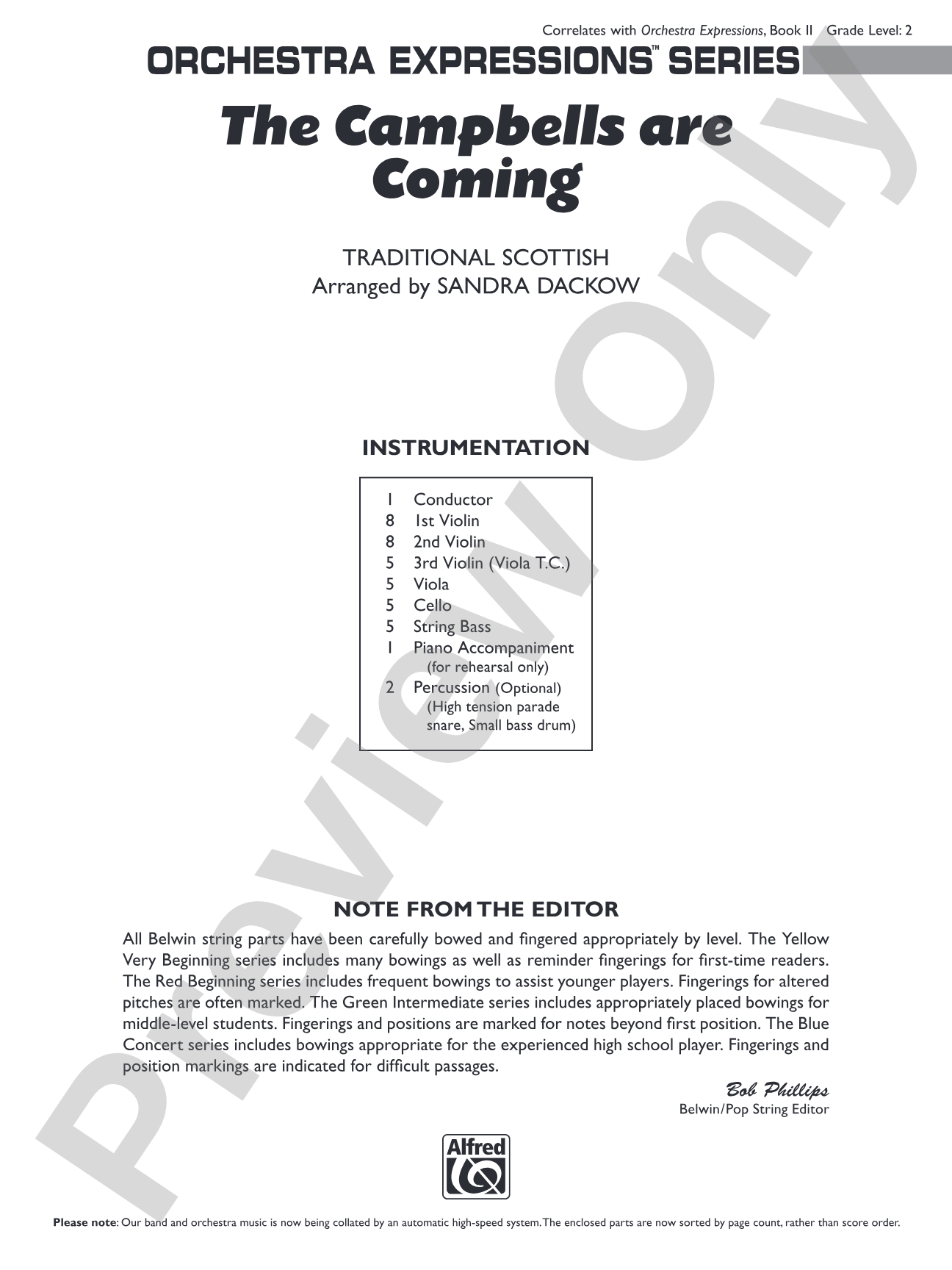 The Campbells are Coming: String Orchestra Conductor Score & Parts