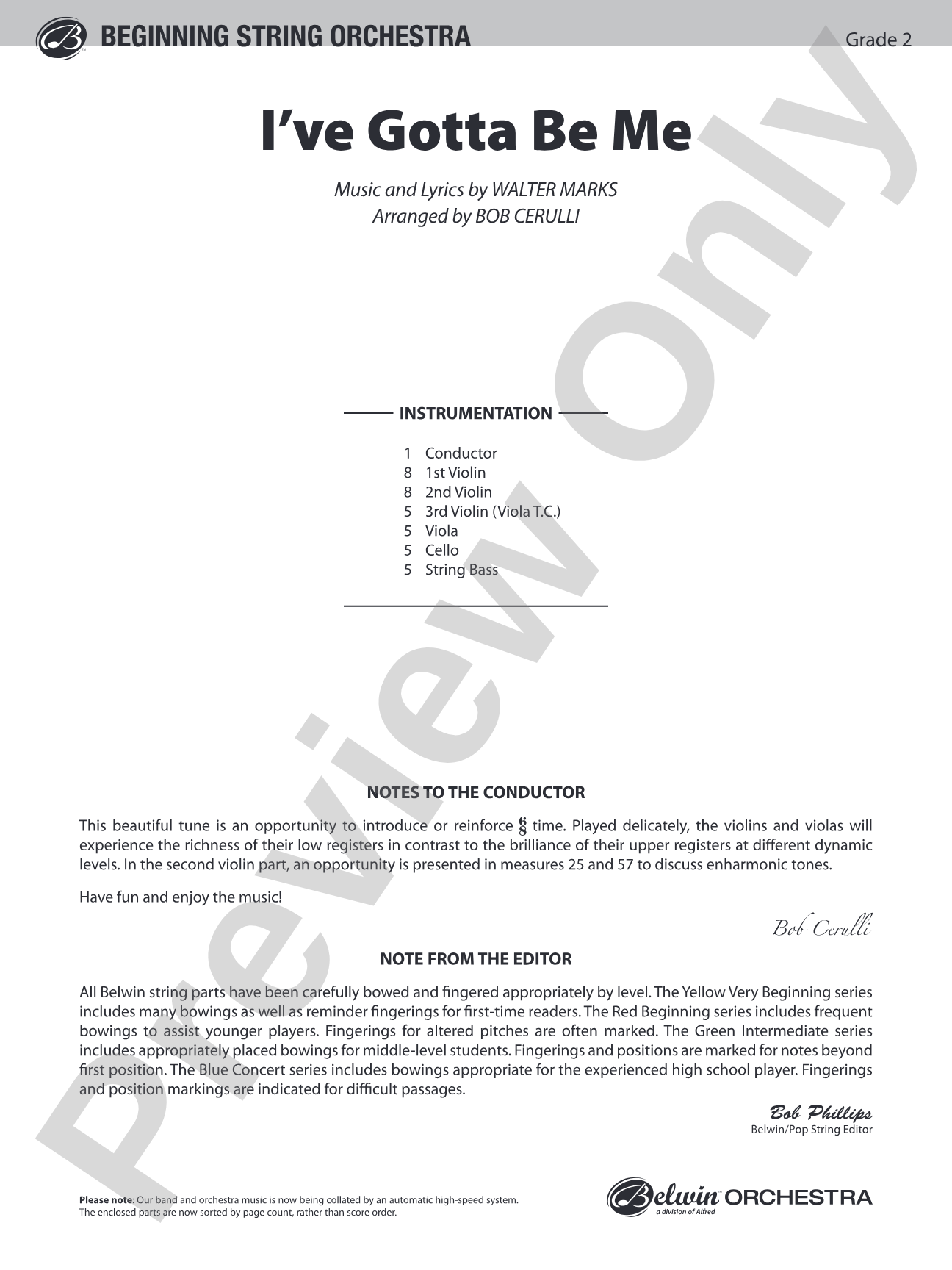 I've Gotta Be Me: String Orchestra Conductor Score & Parts