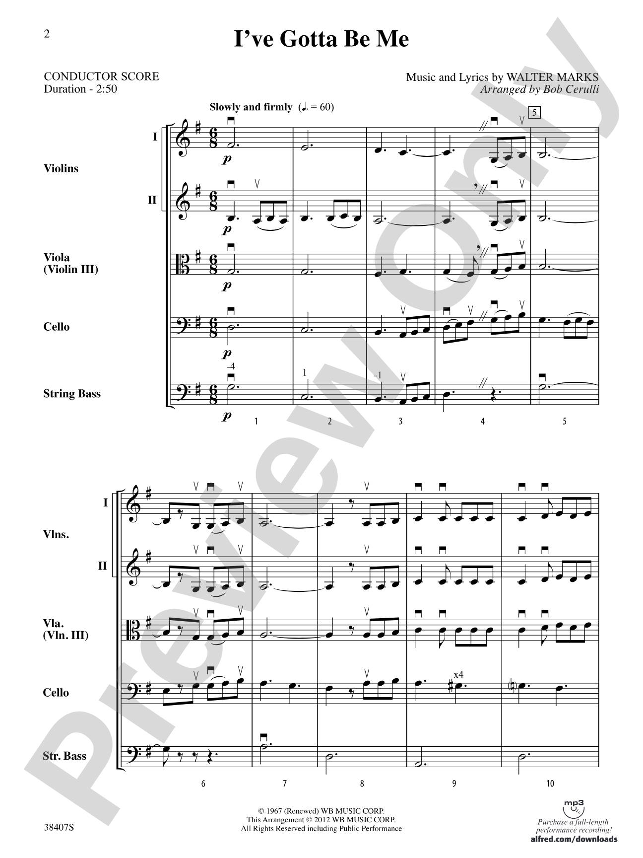 I've Gotta Be Me: String Orchestra Conductor Score & Parts