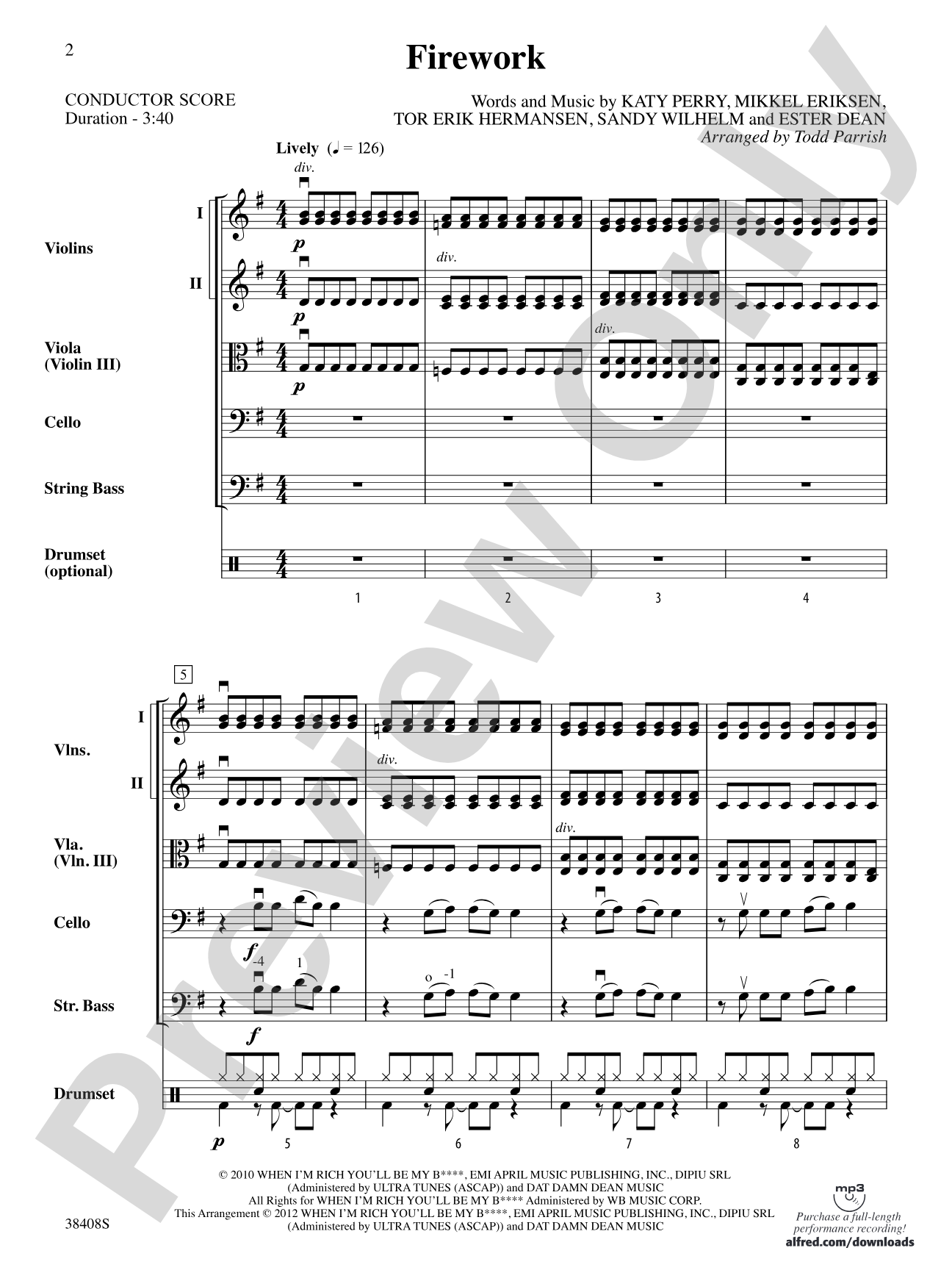 Firework: String Orchestra Conductor Score & Parts