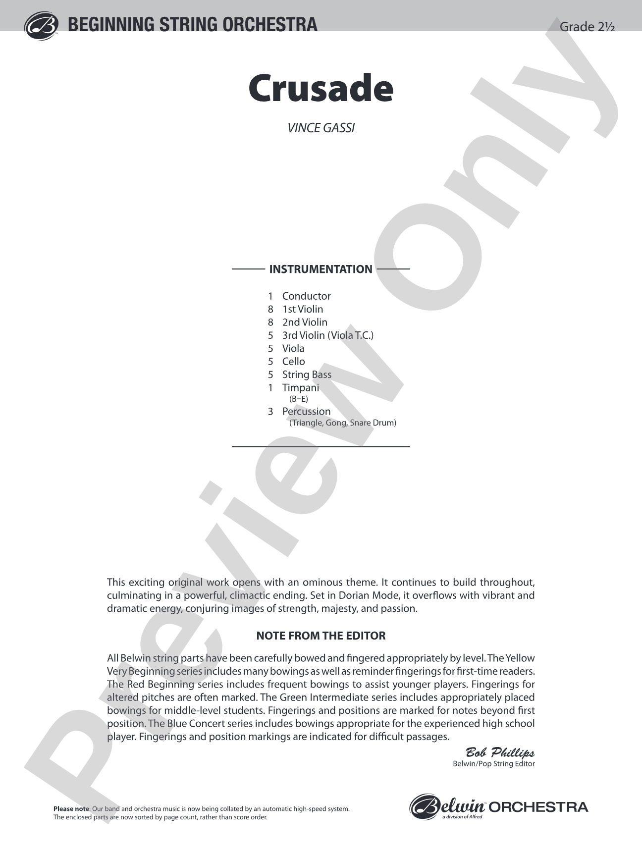 Crusade: String Orchestra Conductor Score & Parts
