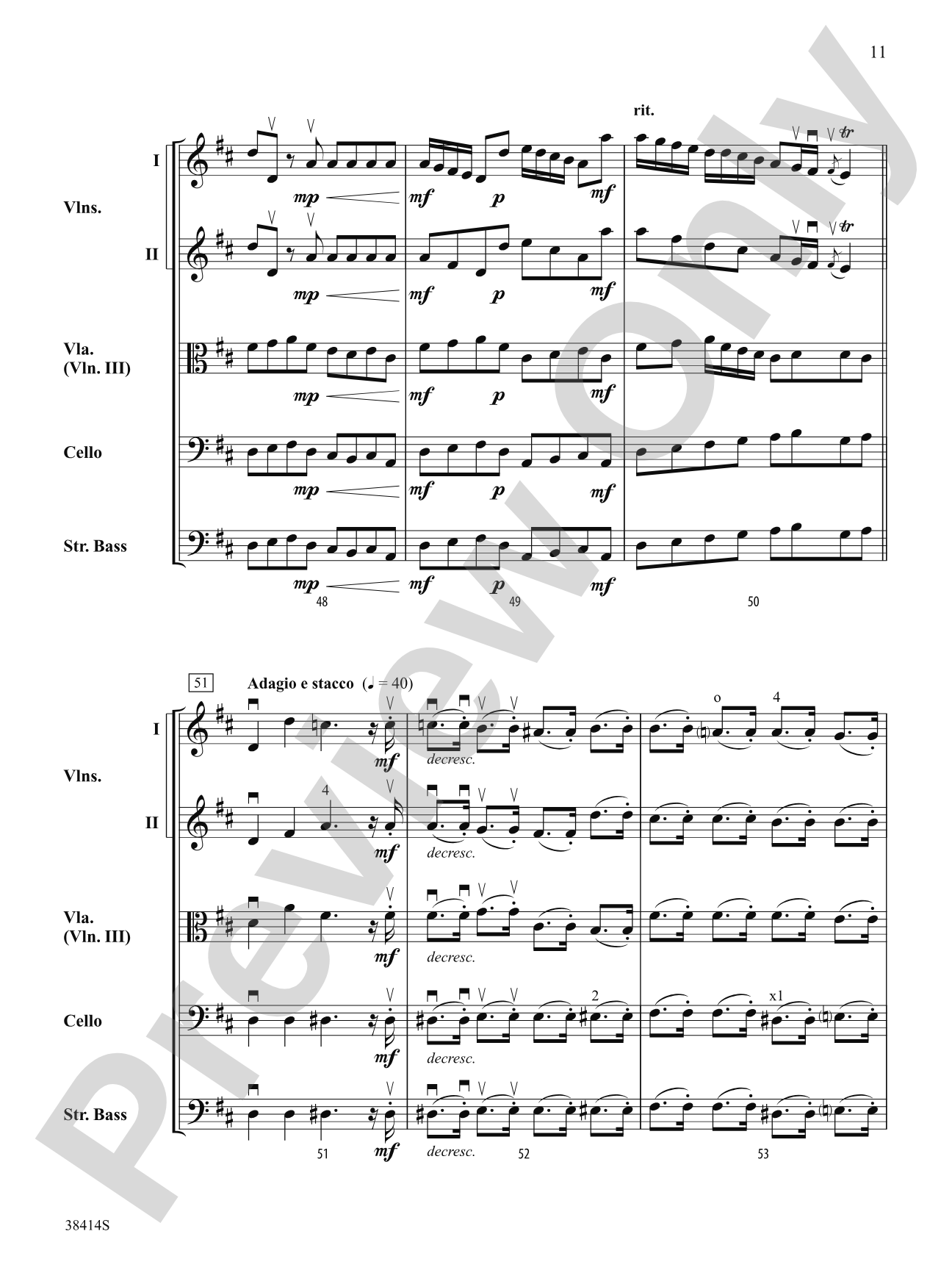 Concerto a Cinque, Op. 7, No. 1: String Orchestra Conductor Score & Parts