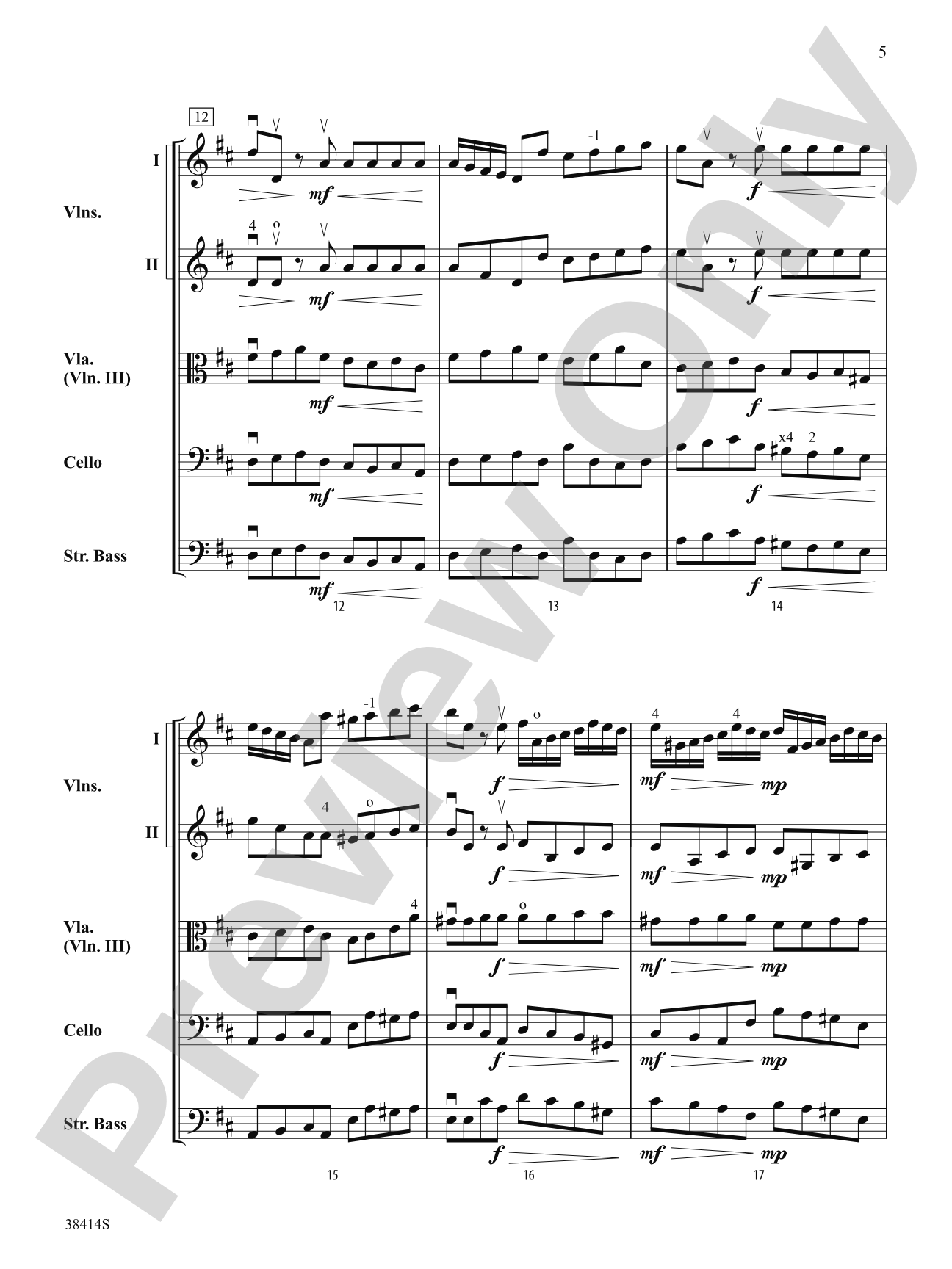 Concerto a Cinque, Op. 7, No. 1: String Orchestra Conductor Score & Parts