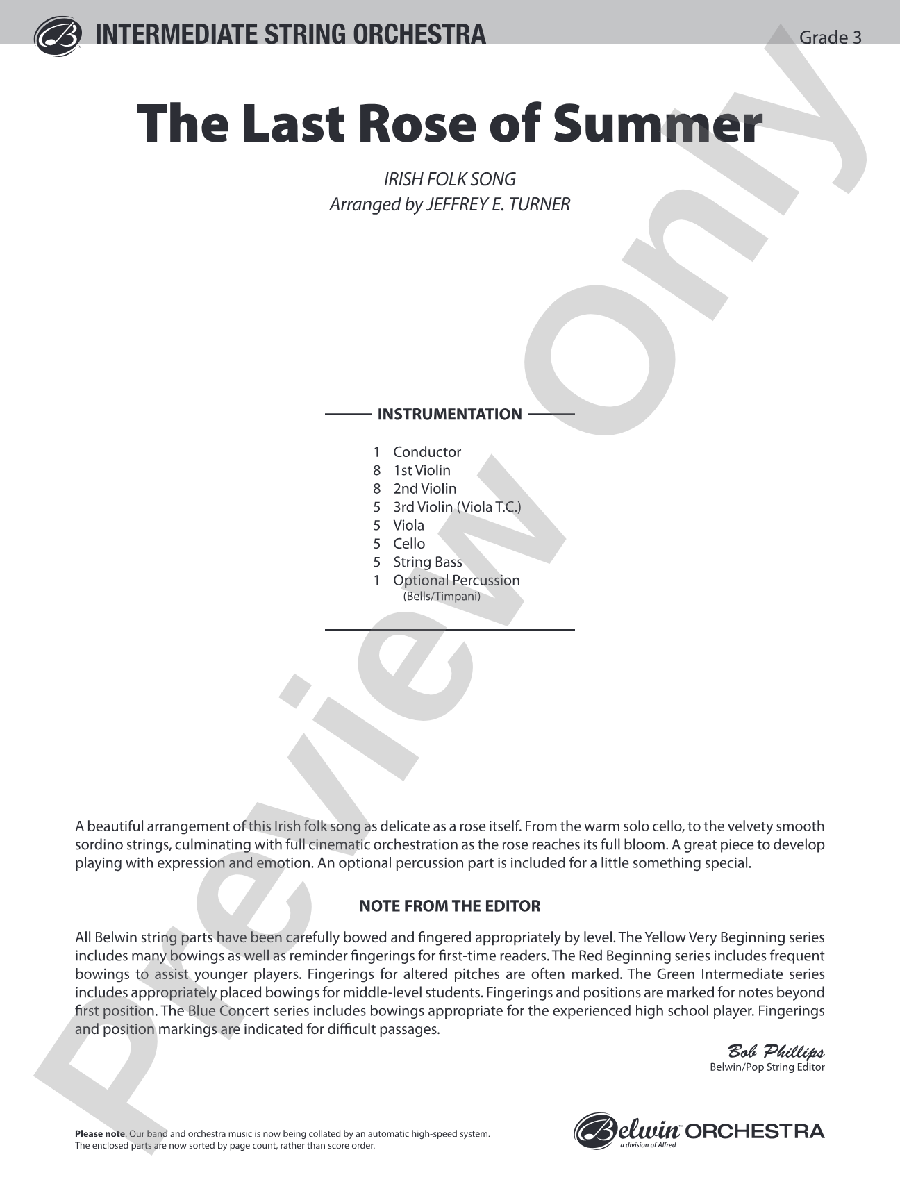 The Last Rose of Summer: Score