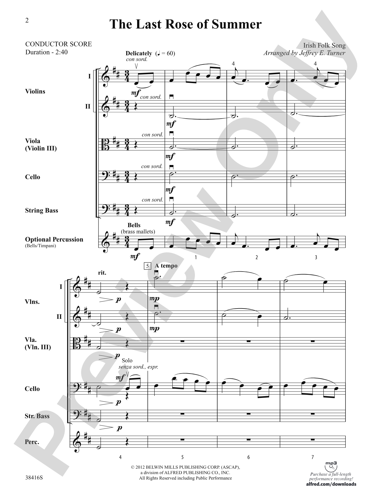 The Last Rose of Summer: Score