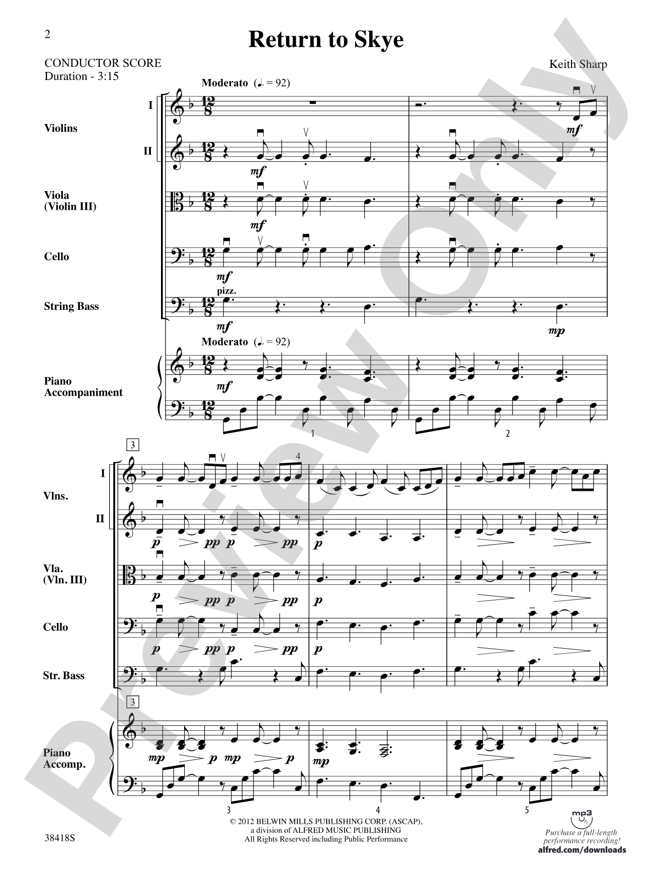 Return to Skye: String Orchestra Conductor Score & Parts