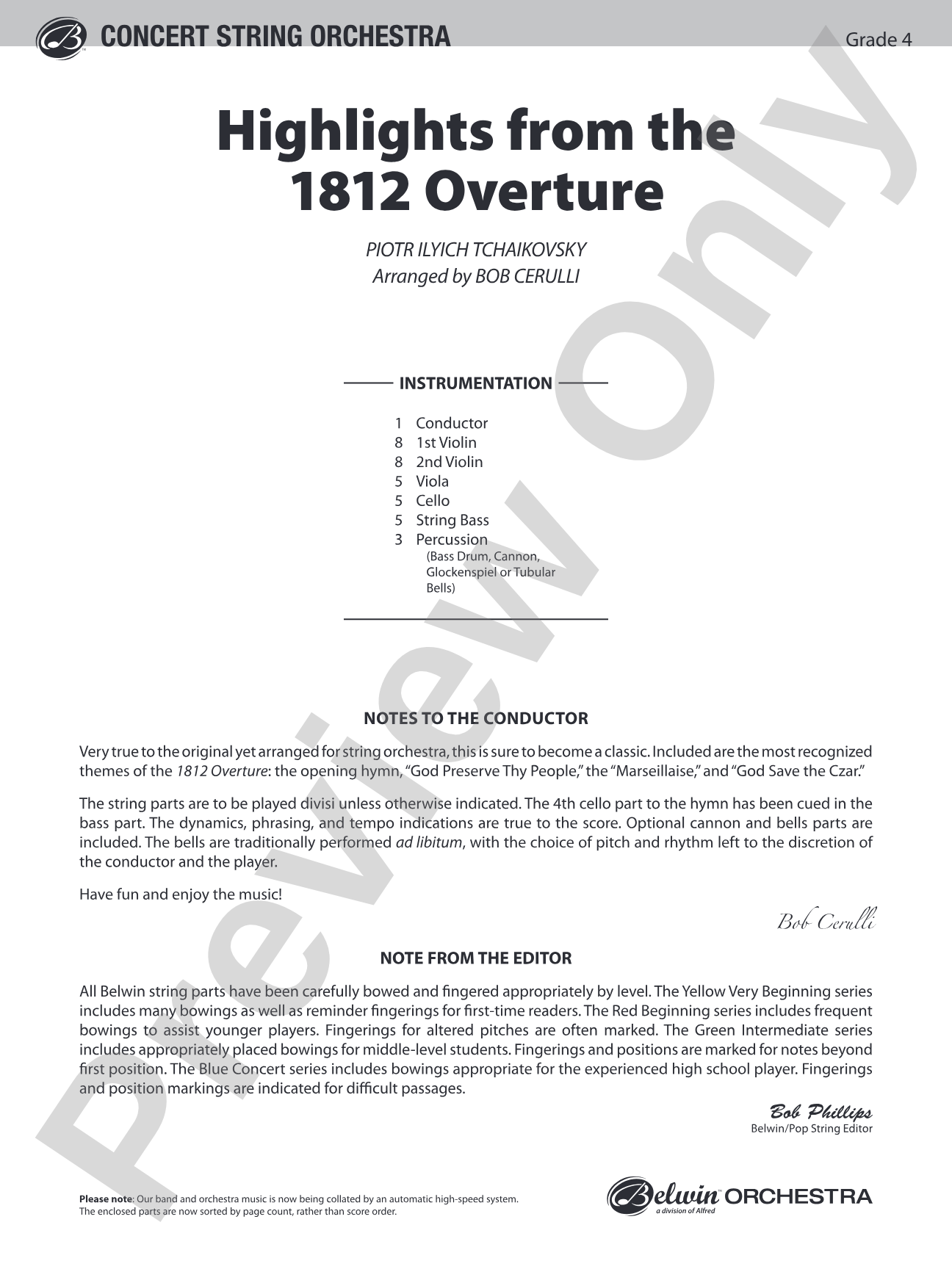 Highlights from the 1812 Overture: Score
