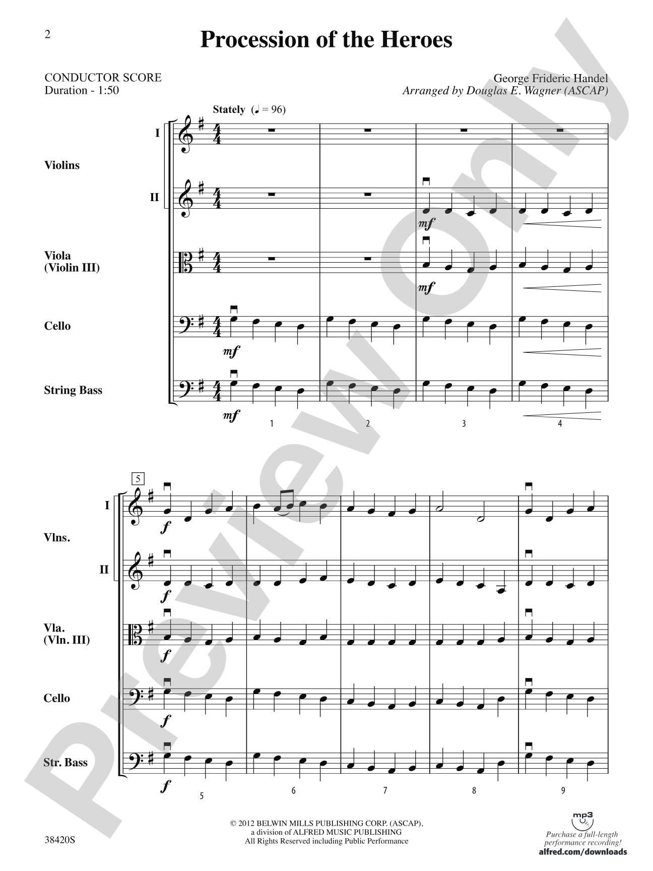 Procession of the Heroes: String Orchestra Conductor Score & Parts