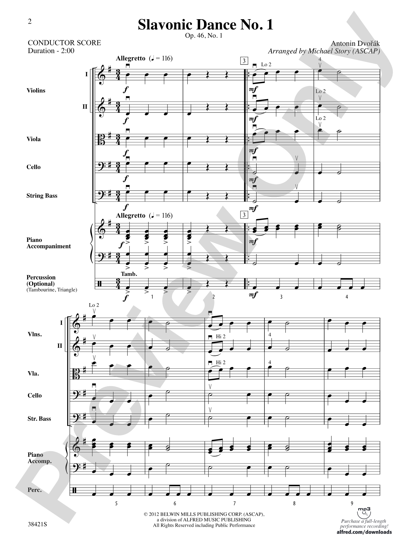Slavonic Dance No. 1: String Orchestra Conductor Score & Parts