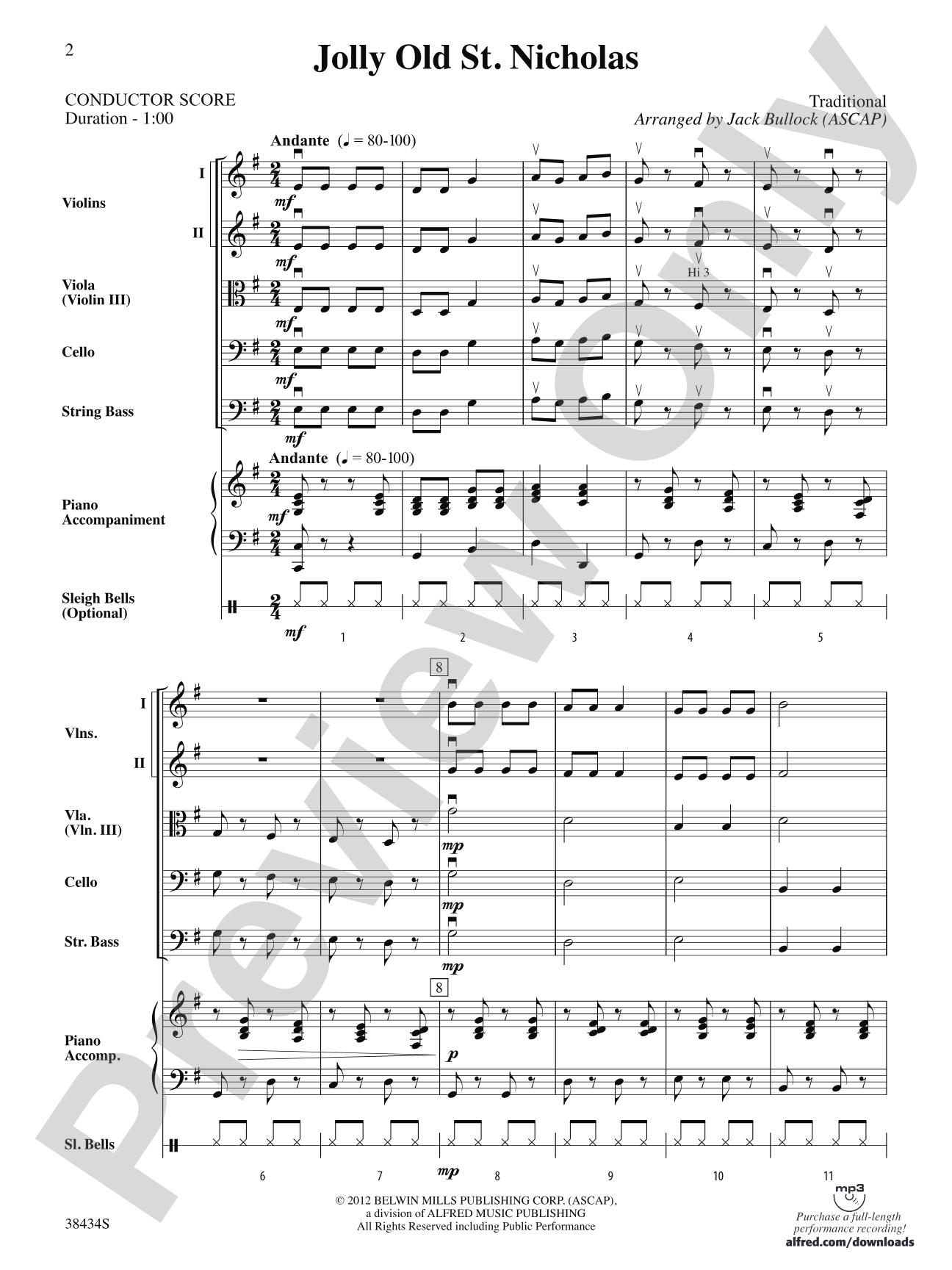 Jolly Old St. Nicholas: String Orchestra Conductor Score & Parts