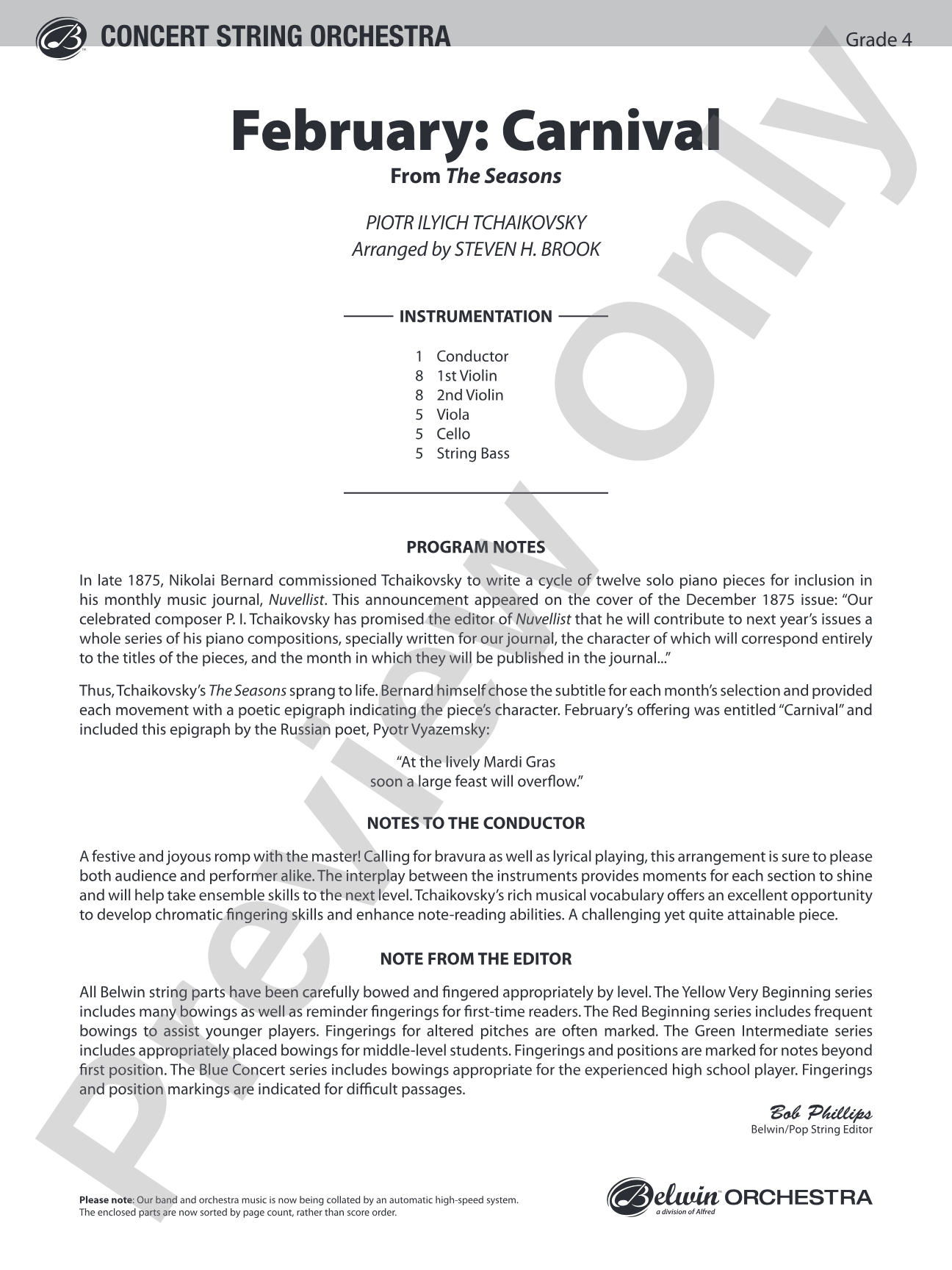 February: Carnival (from The Seasons): String Orchestra Conductor Score & Parts
