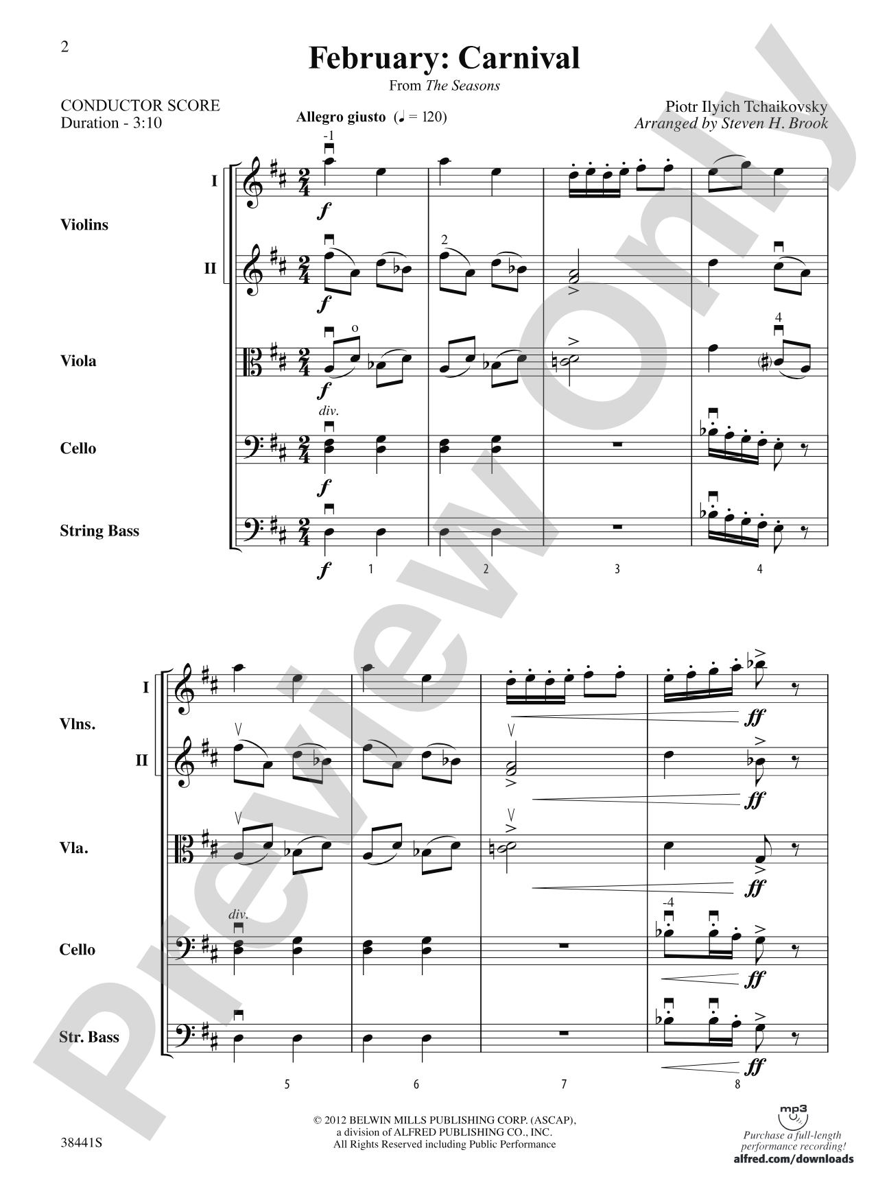 February: Carnival (from The Seasons): String Orchestra Conductor Score & Parts