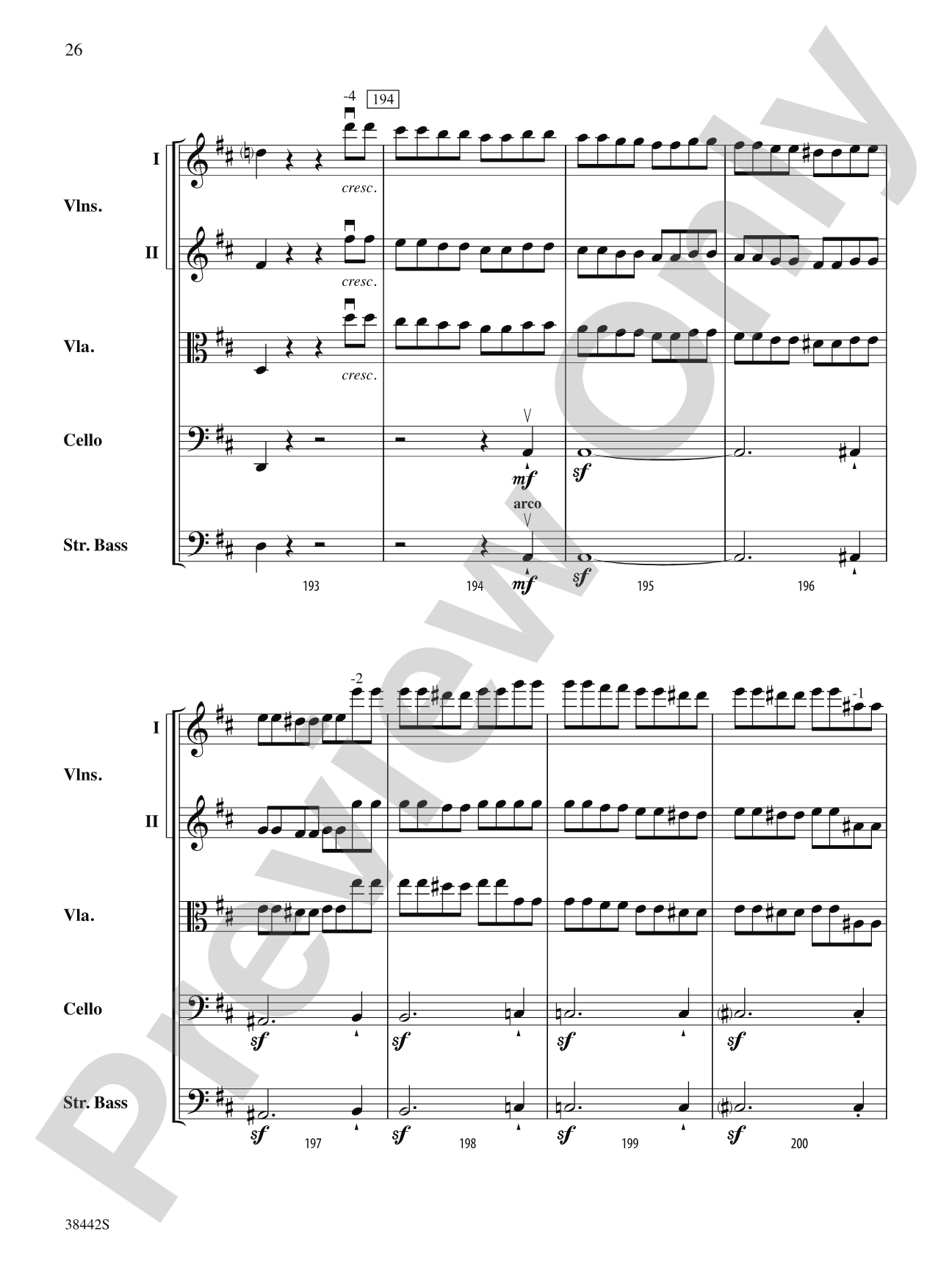 Sonata, Op. 10, No. 3: String Orchestra Conductor Score & Parts