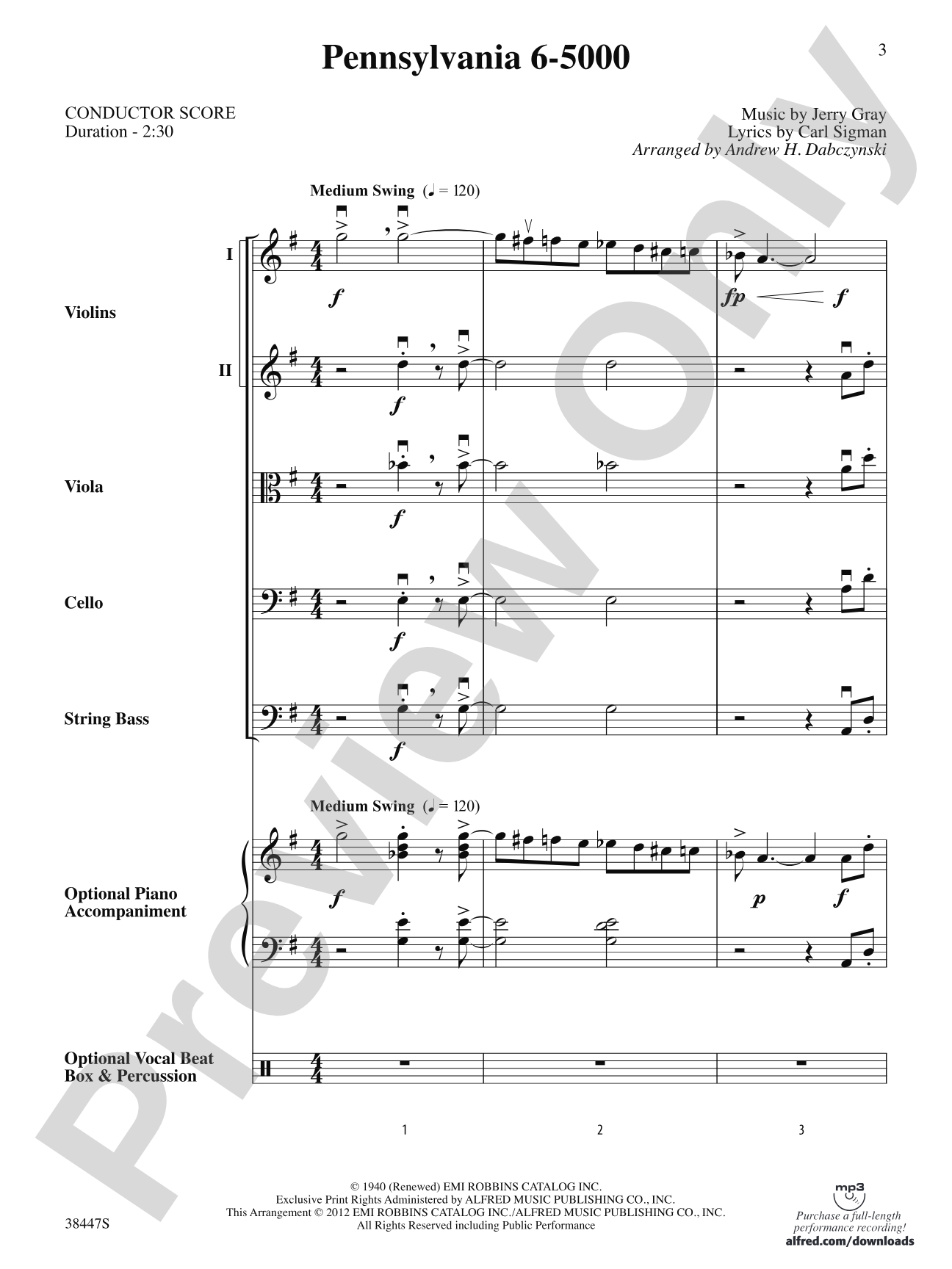 Pennsylvania 6-5000: String Orchestra Conductor Score & Parts