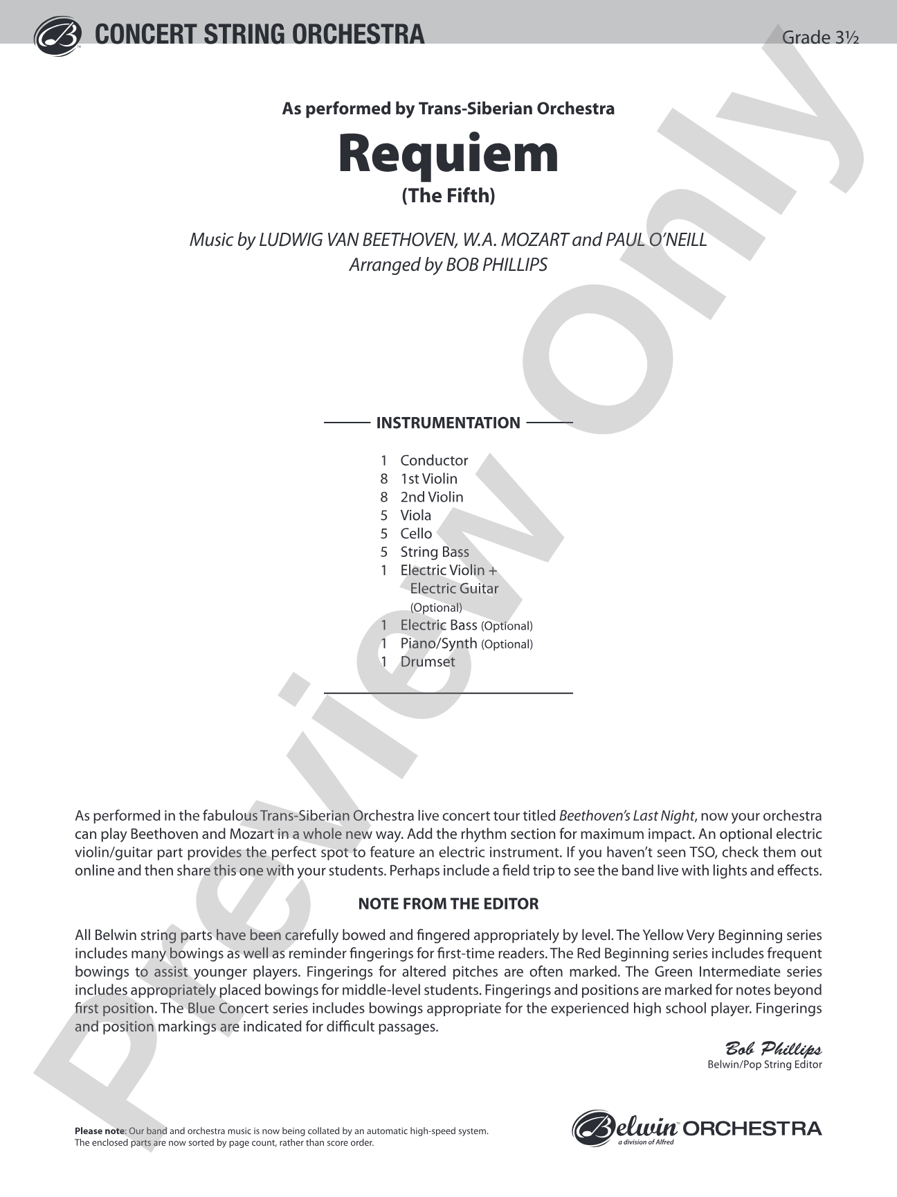 Requiem (The Fifth): String Orchestra Conductor Score & Parts