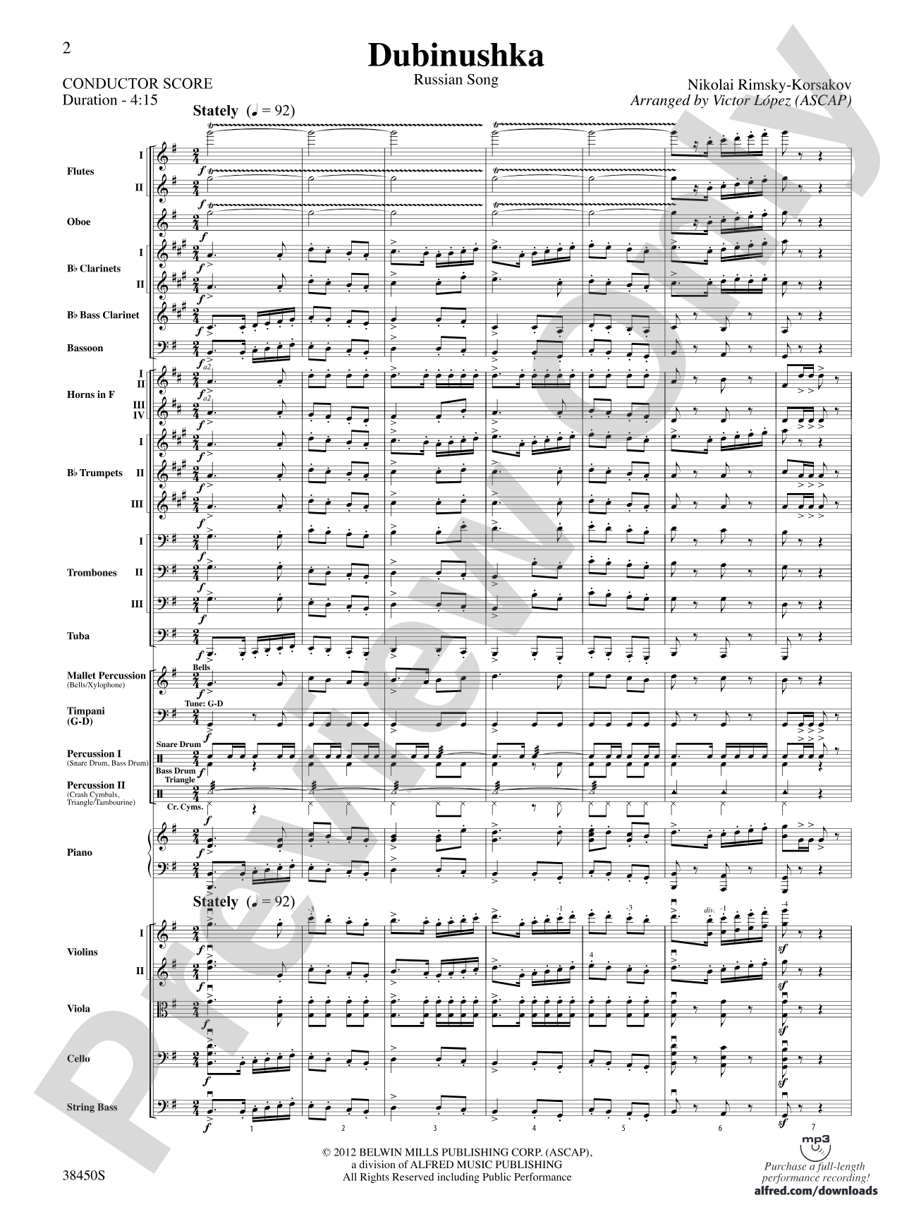 Dubinushka: Full Orchestra Conductor Score & Parts