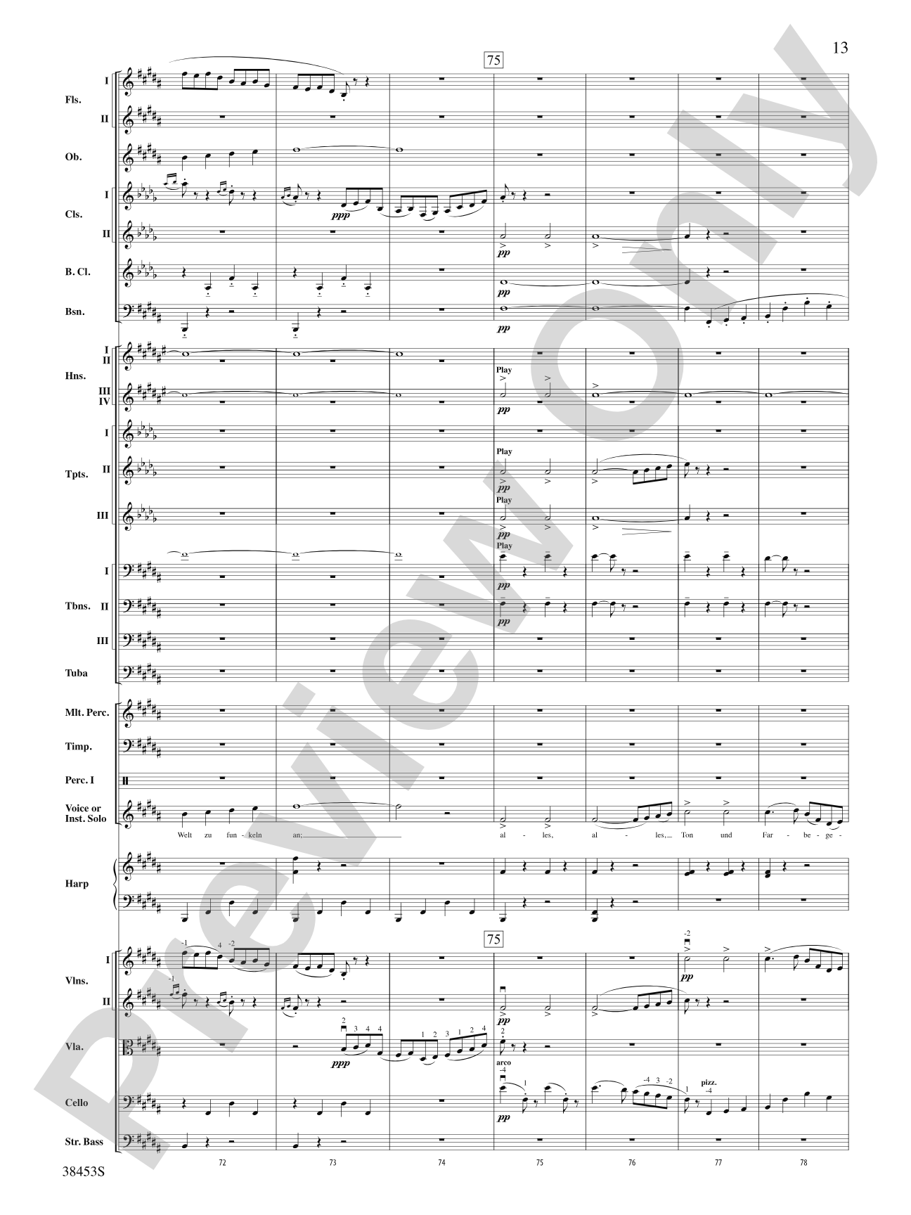 Ging heut Morgen übers Feld: Full Orchestra Conductor Score & Parts