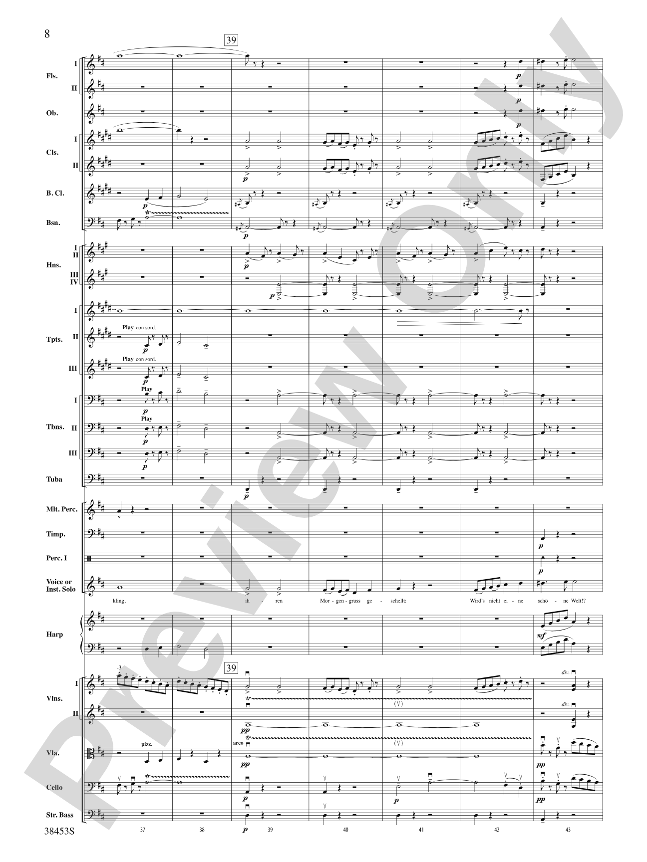 Ging heut Morgen übers Feld: Full Orchestra Conductor Score & Parts