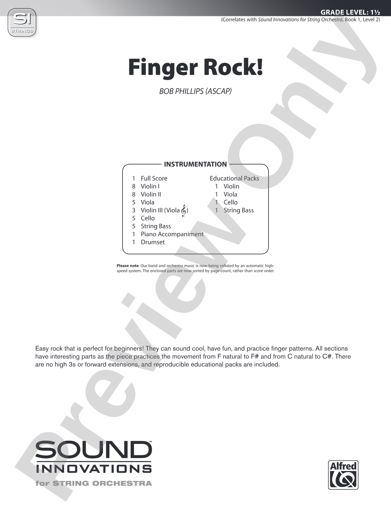 Finger Rock!: String Orchestra Conductor Score & Parts
