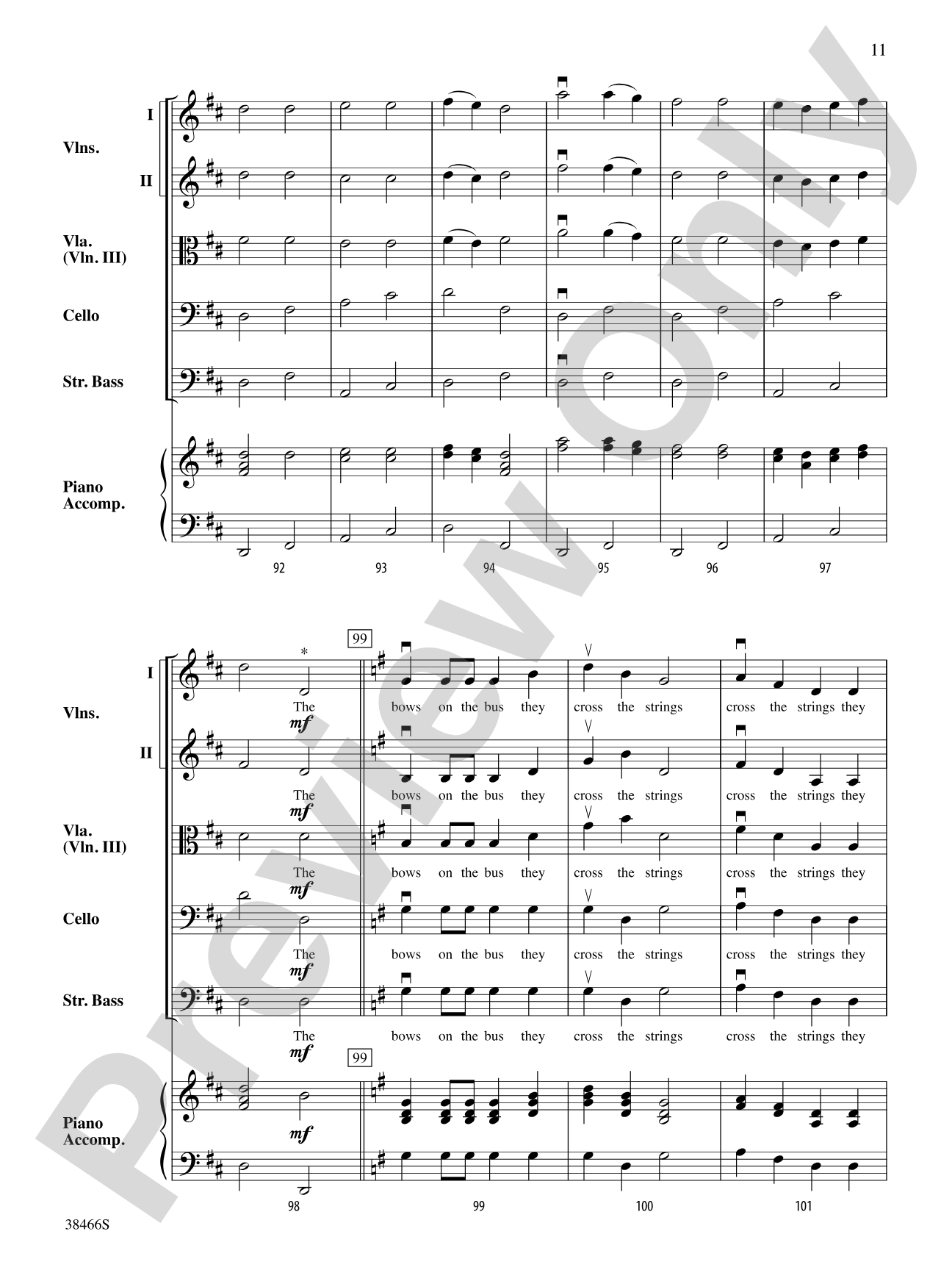The Bows on the Bus: String Orchestra Conductor Score & Parts