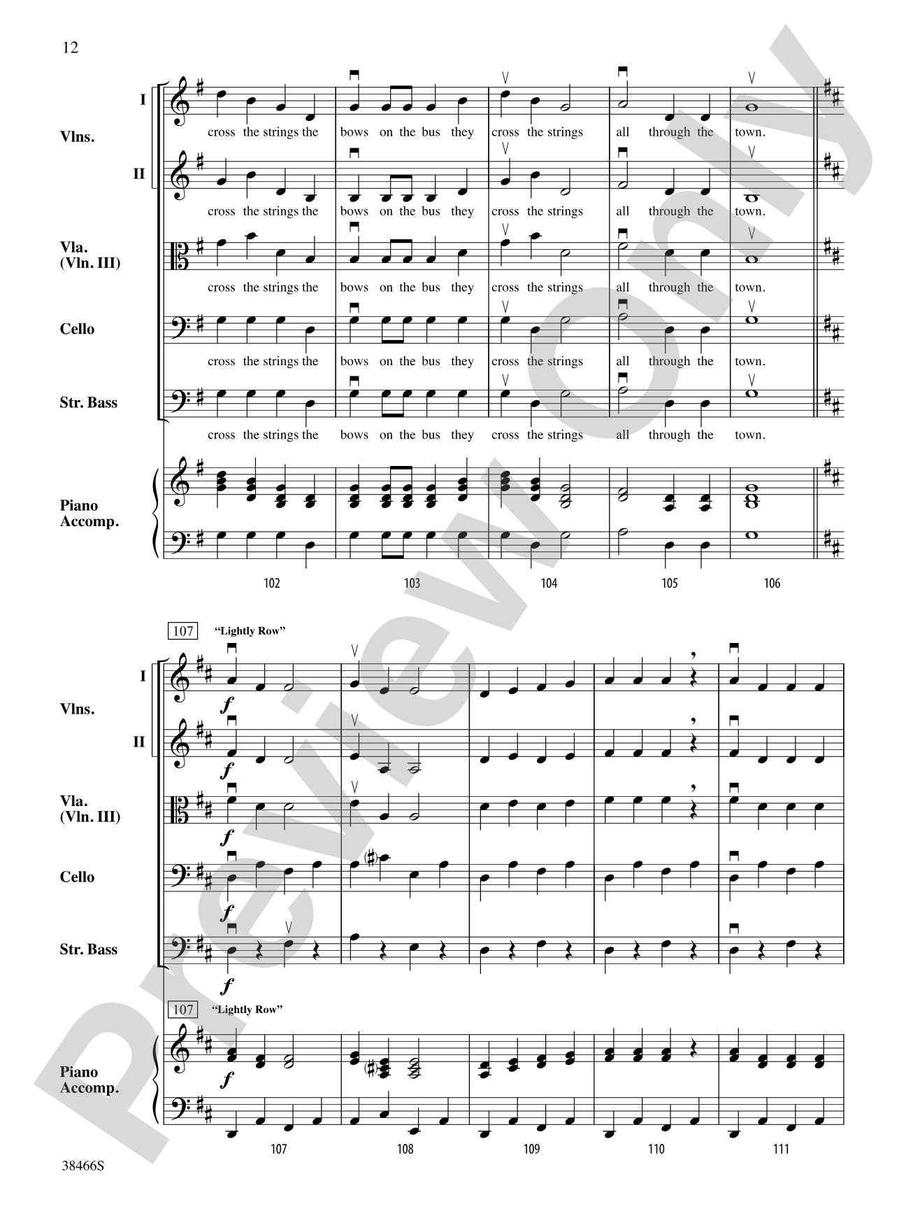 The Bows on the Bus: String Orchestra Conductor Score & Parts