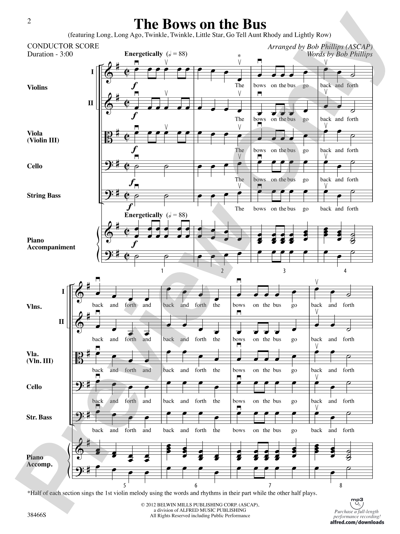 The Bows on the Bus: String Orchestra Conductor Score & Parts