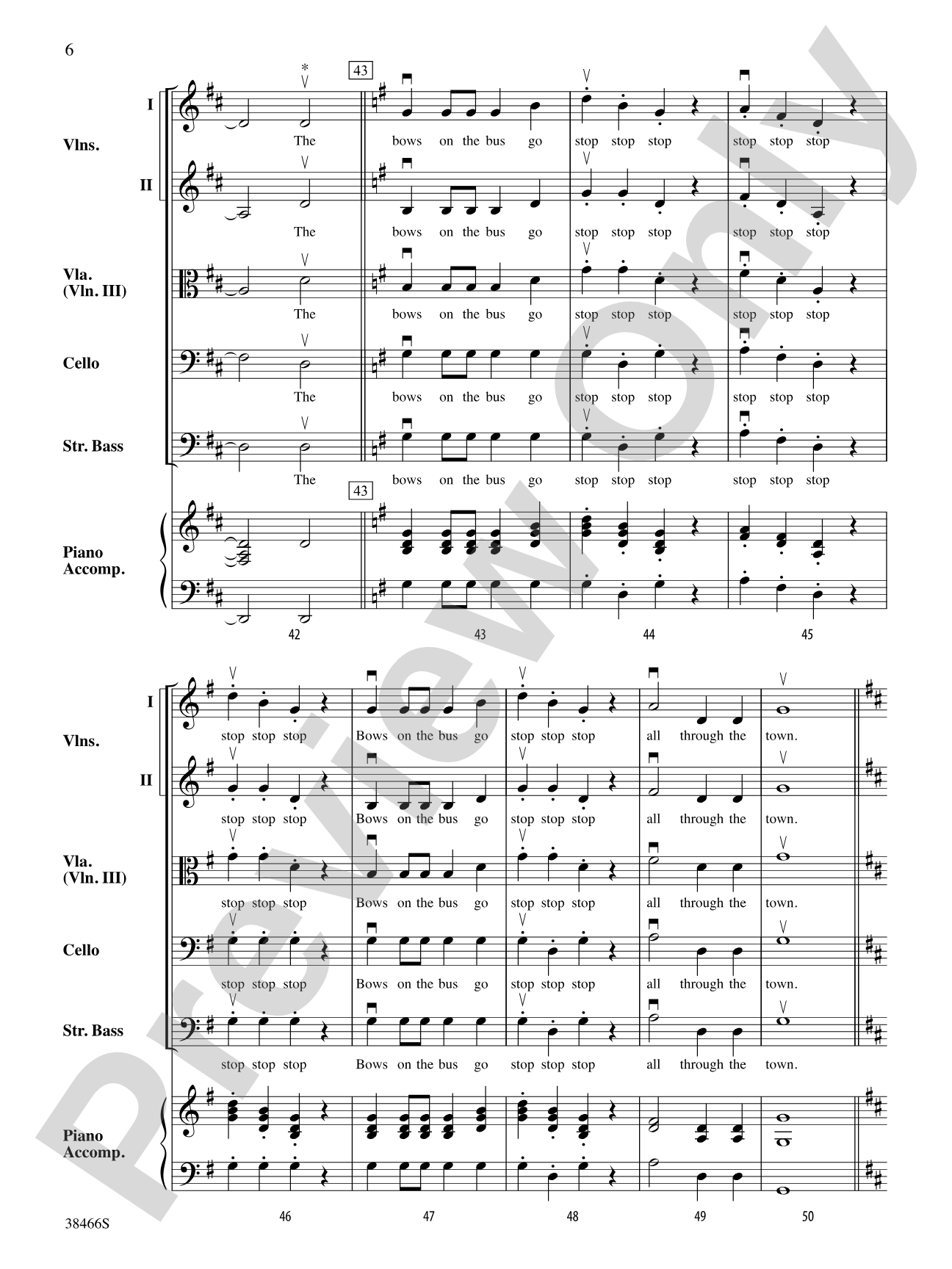 The Bows on the Bus: String Orchestra Conductor Score & Parts