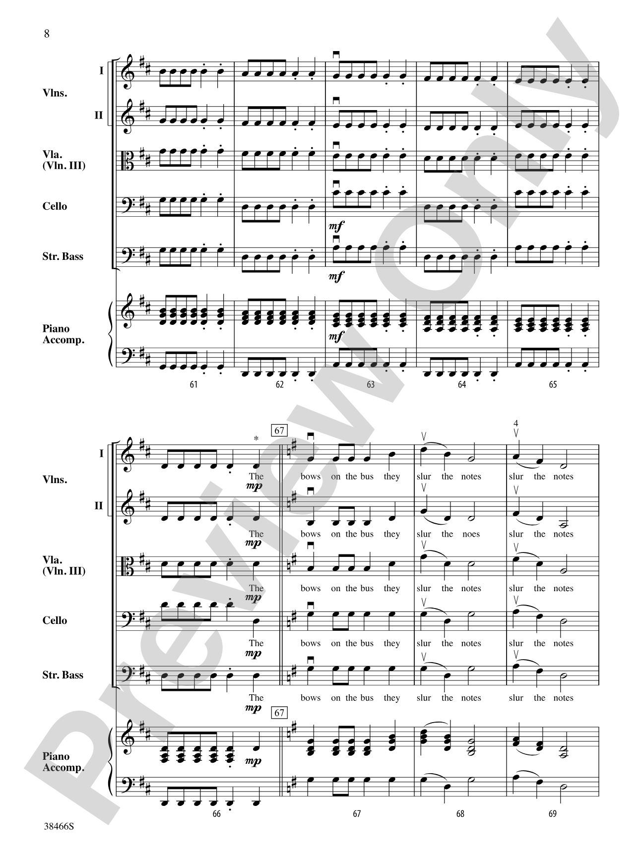 The Bows on the Bus: String Orchestra Conductor Score & Parts