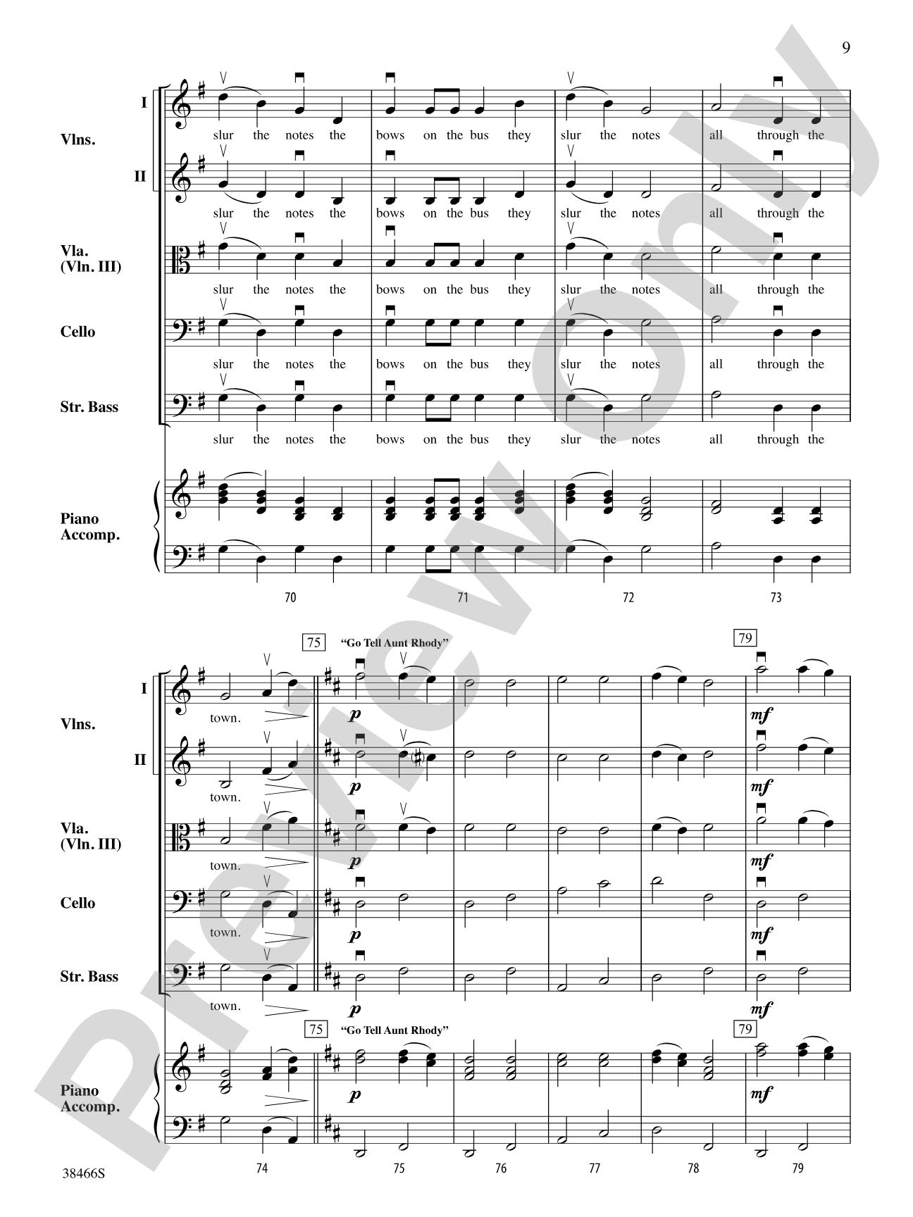 The Bows on the Bus: String Orchestra Conductor Score & Parts