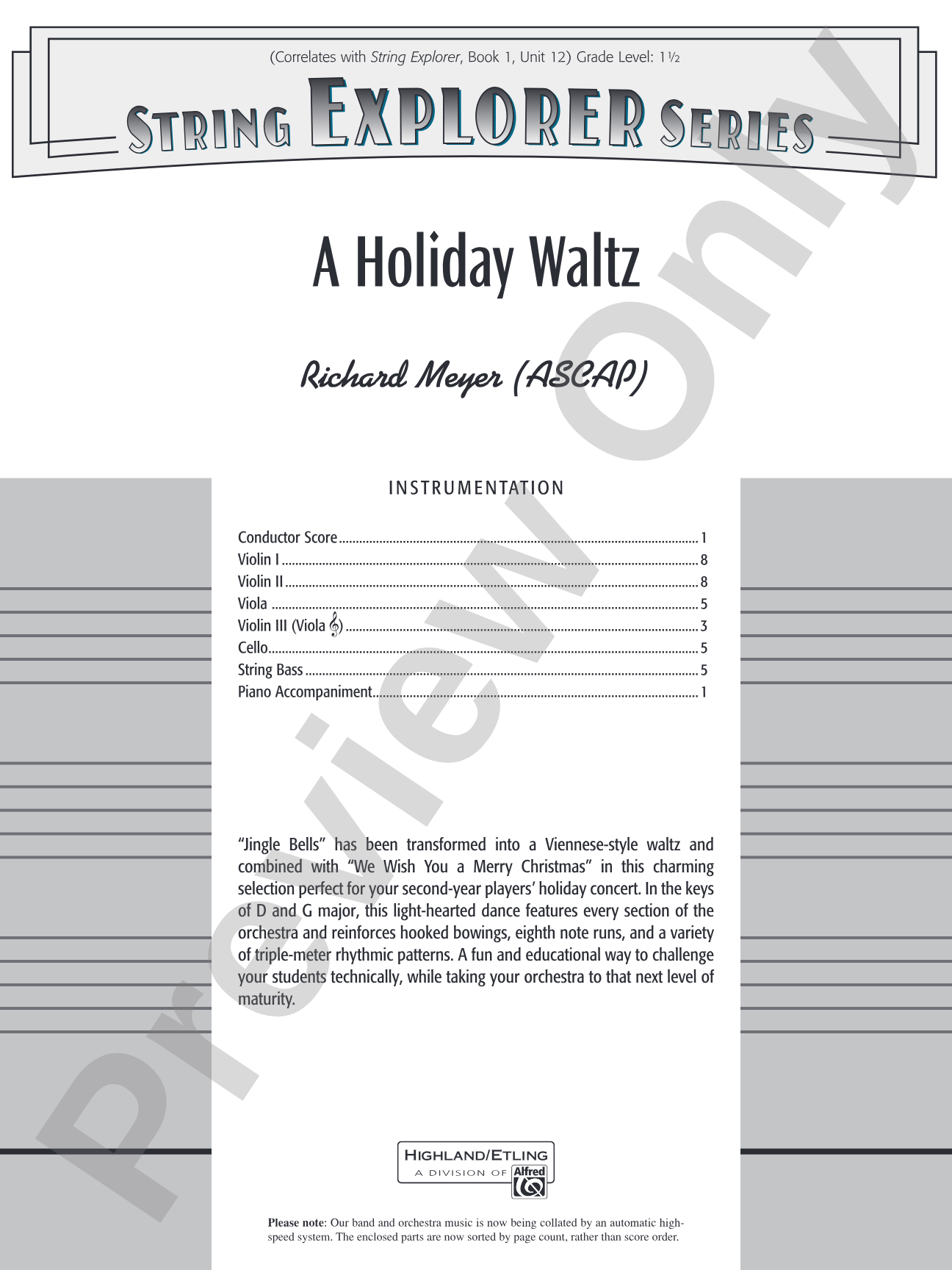 A Holiday Waltz: String Orchestra Conductor Score & Parts