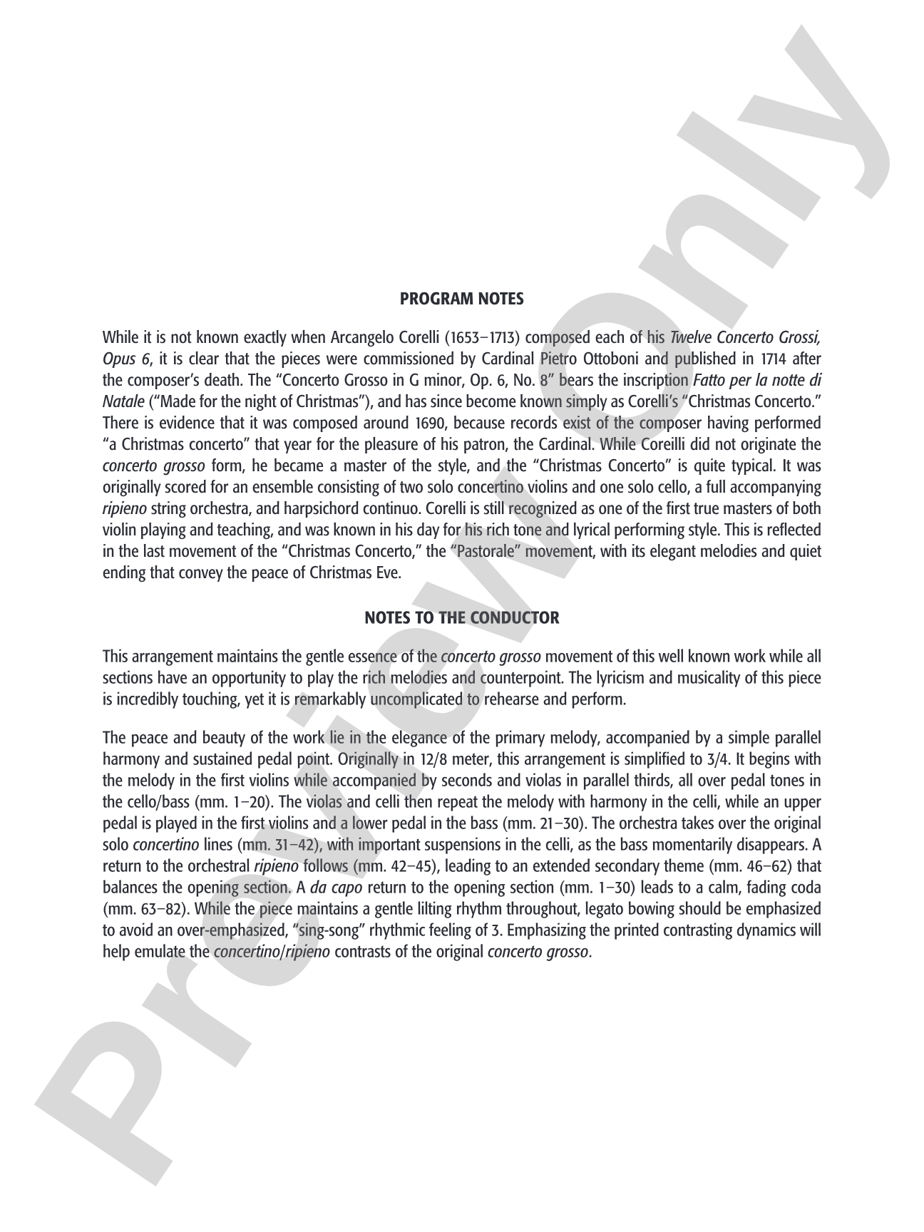 Pastorale (from The Christmas Concerto): String Orchestra Conductor Score & Parts