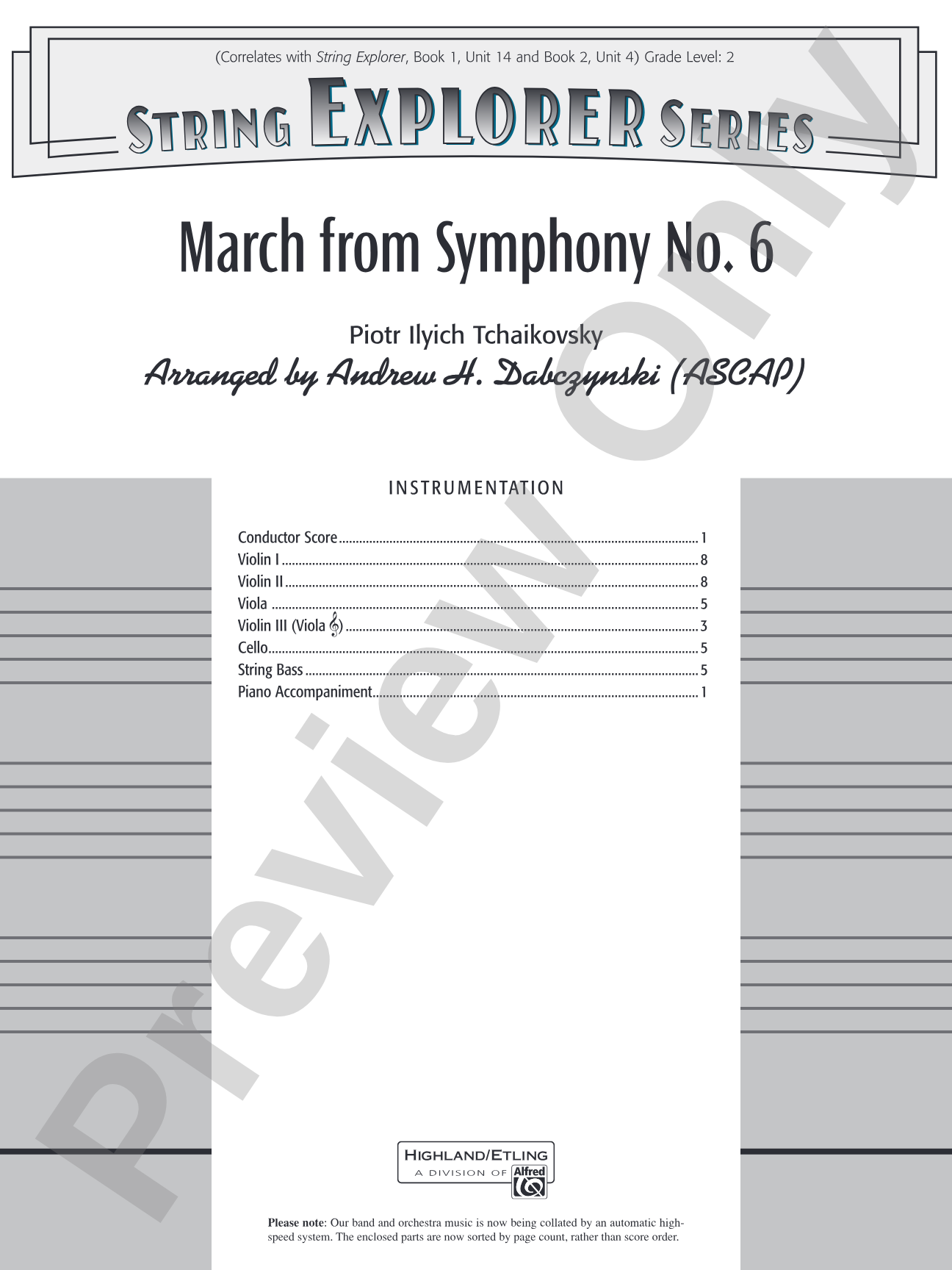 March from Symphony No. 6: String Orchestra Conductor Score & Parts