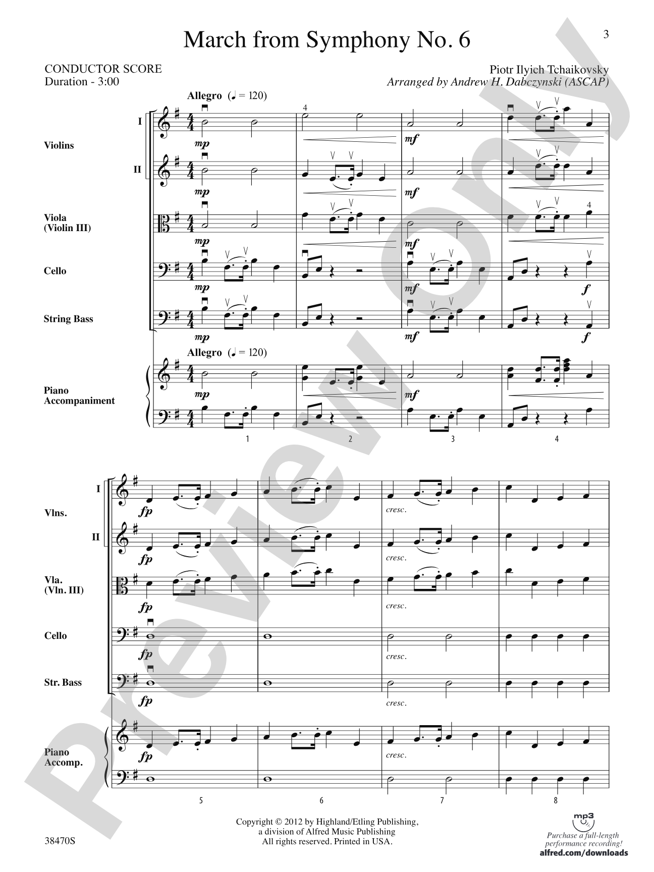 March from Symphony No. 6: String Orchestra Conductor Score & Parts