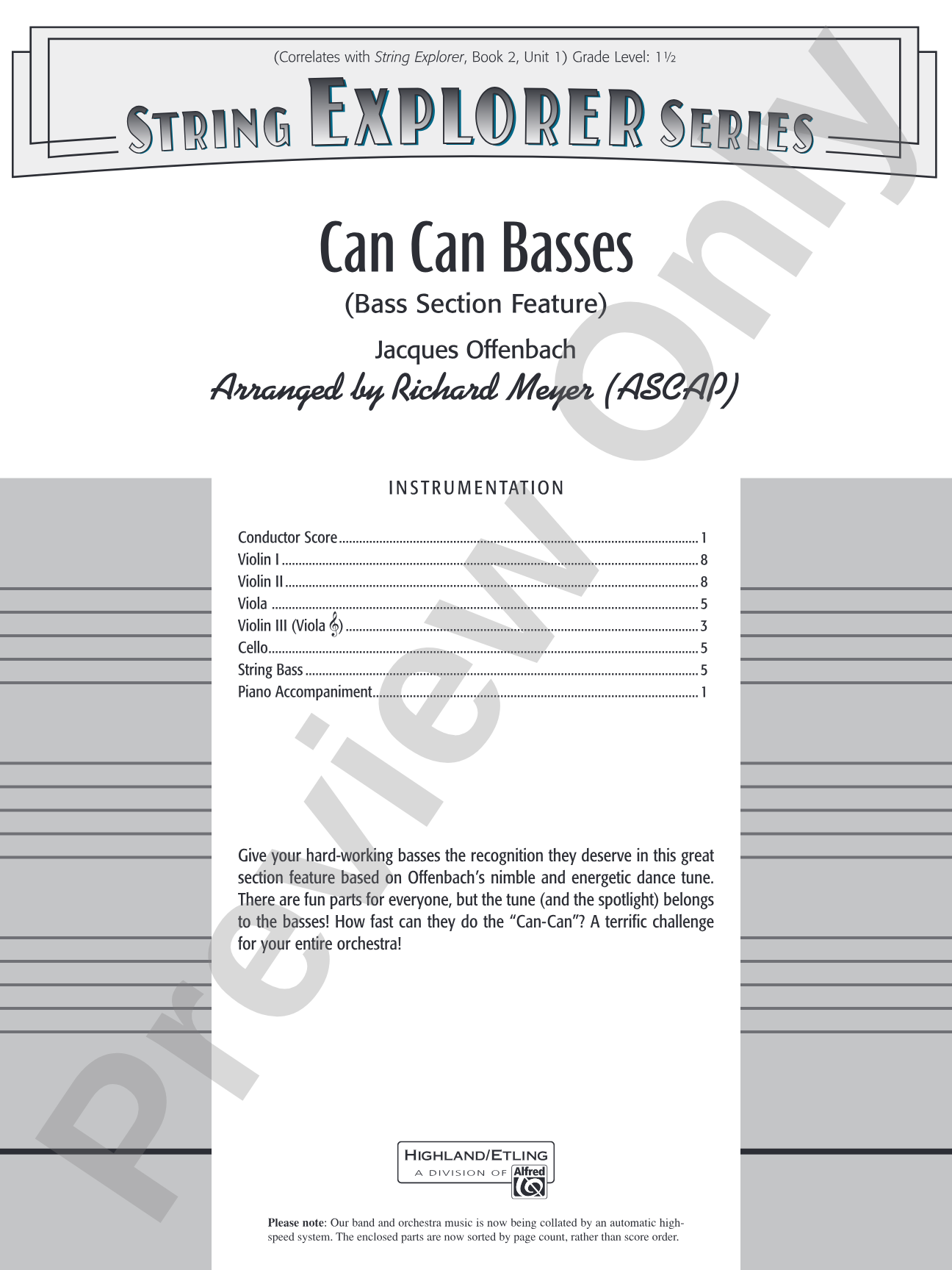 Can Can Basses: String Orchestra Conductor Score & Parts
