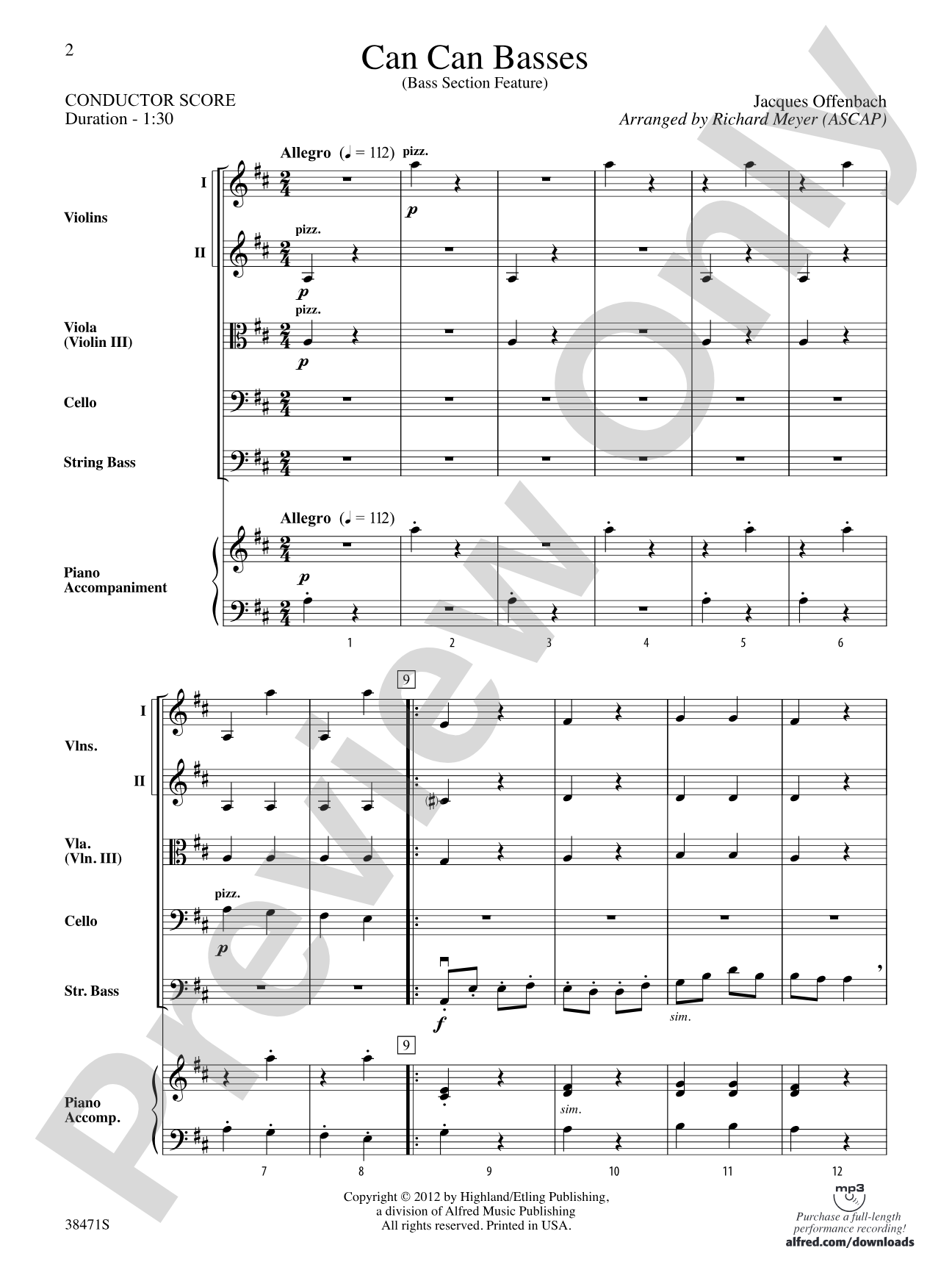 Can Can Basses: String Orchestra Conductor Score & Parts