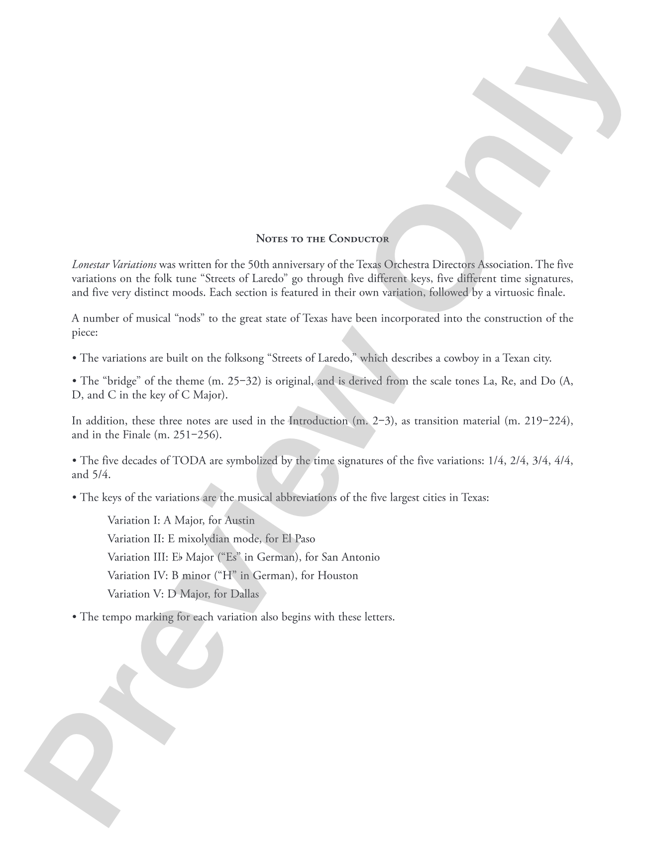 Lonestar Variations: String Orchestra Conductor Score & Parts